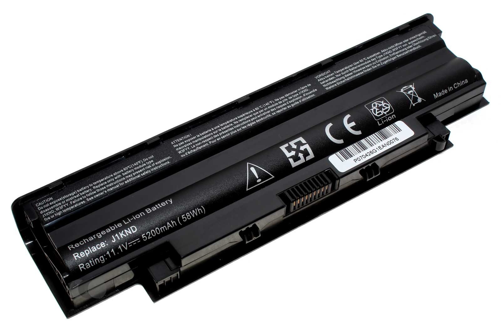 Akku für Dell Inspiron 13R, 14R, 15R, 17R Notebook, ersetzt J1KND, 04YRJH, 383CW u.a., 11,1V, 5200mAh 