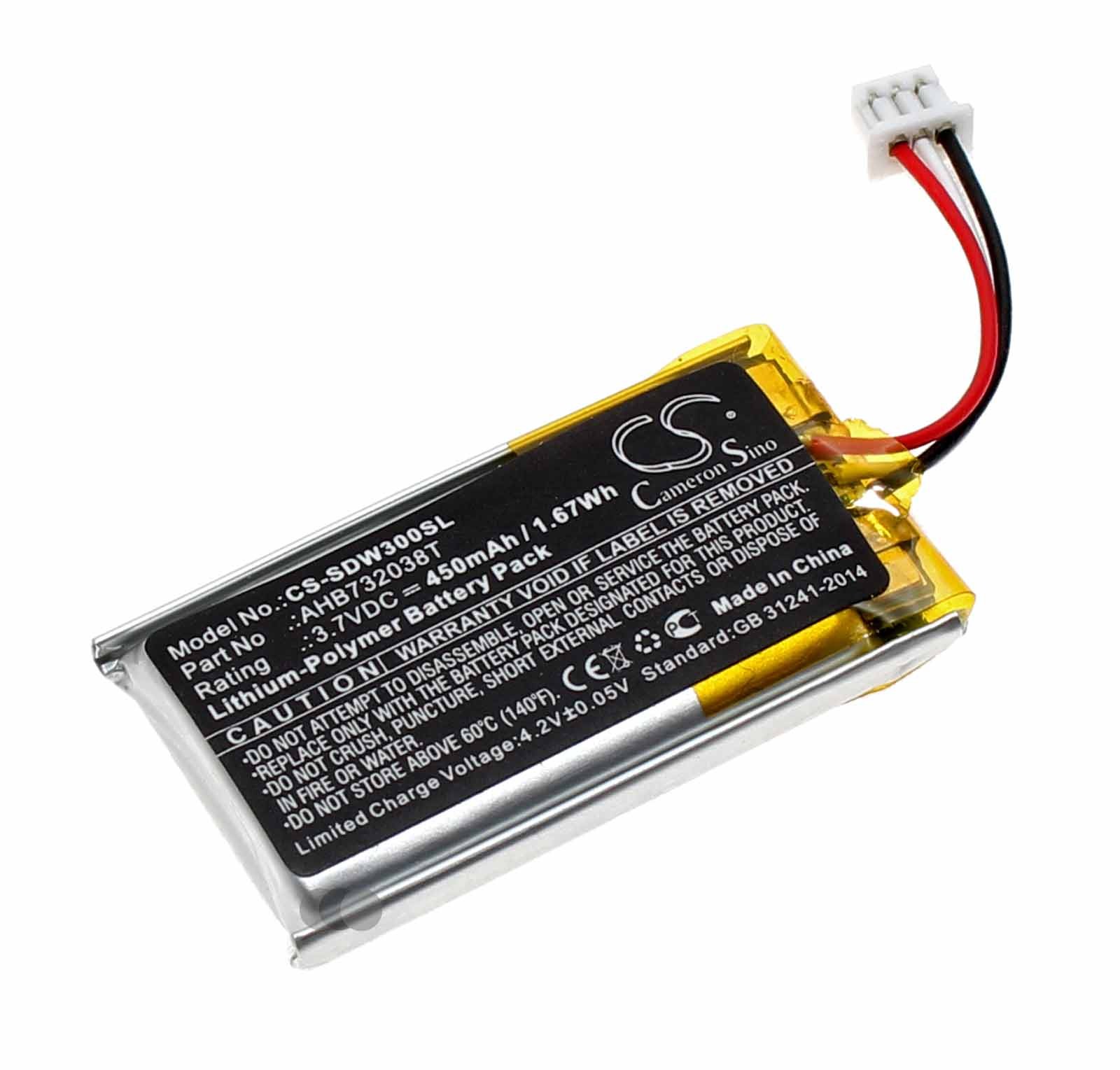 Akku für EPOS Sennheiser SDW 30, 60, 5035, 5065 u.a., ersetzt AHB732038T, 507069, 1000807, 3,7V, 450mAh