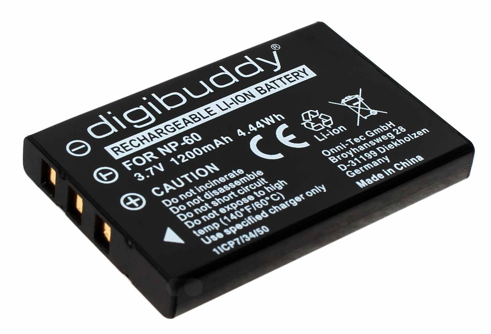 Akku für Fuji Finepix 401 I, 50I, 601, F401, F601, F700, M603 u.a., ersetzt NP-60 u.a., 3,7V, 1200mAh
