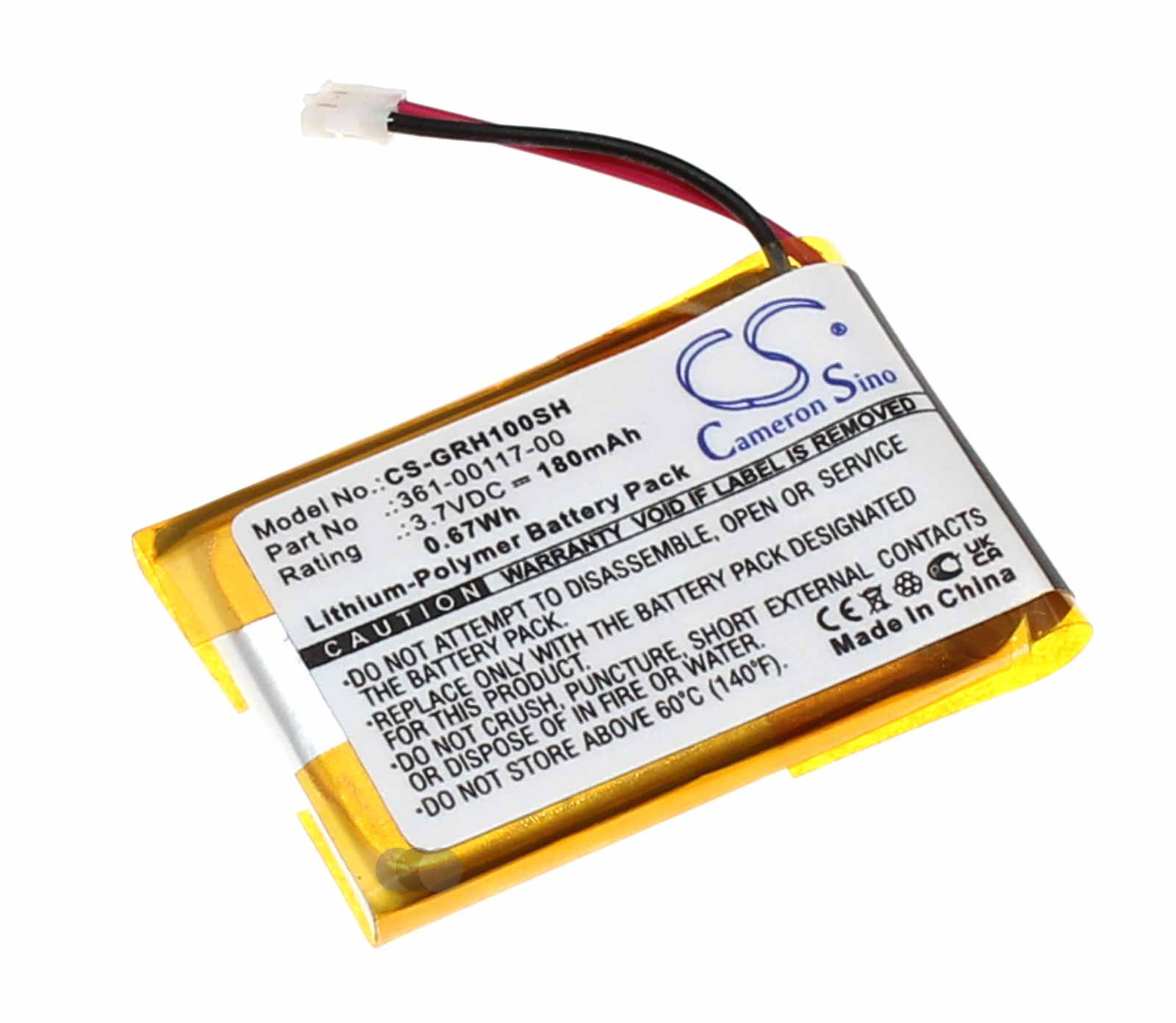 Akku für Garmin Approach S10, S20, X40 Forerunner 35, ersetzt 361-00117-00, 3,7V, 180mAh