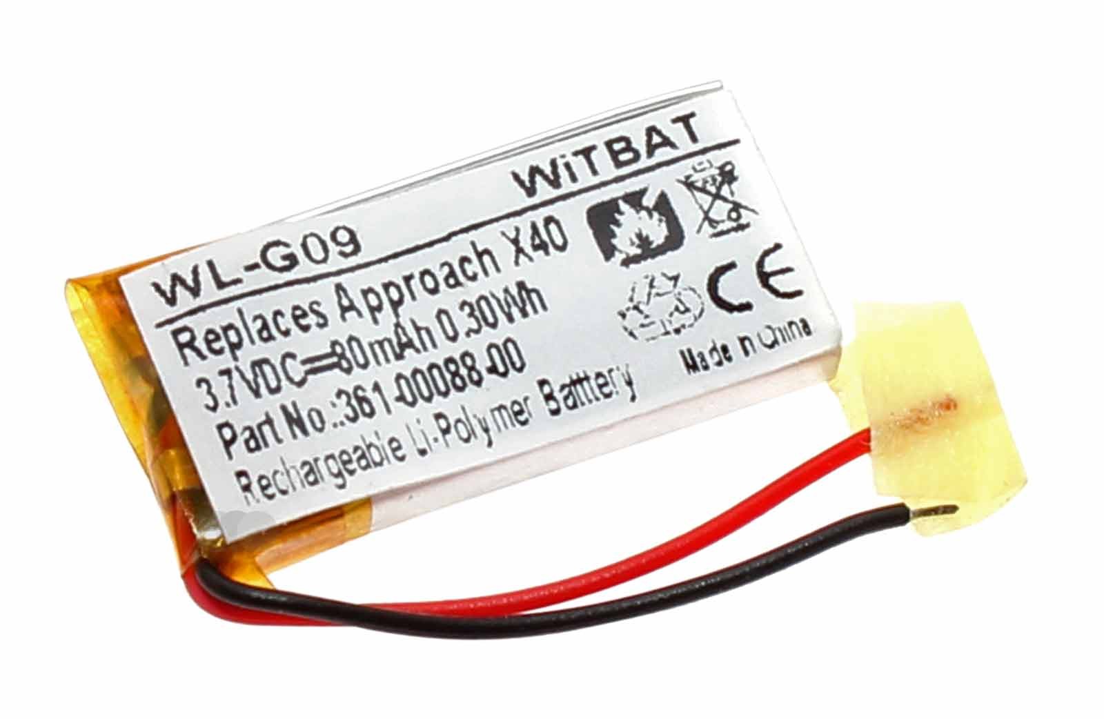 Akku für Garmin Approach X40 Golfuhr, ersetzt 361-00088-00, 3,7V, 80mAh