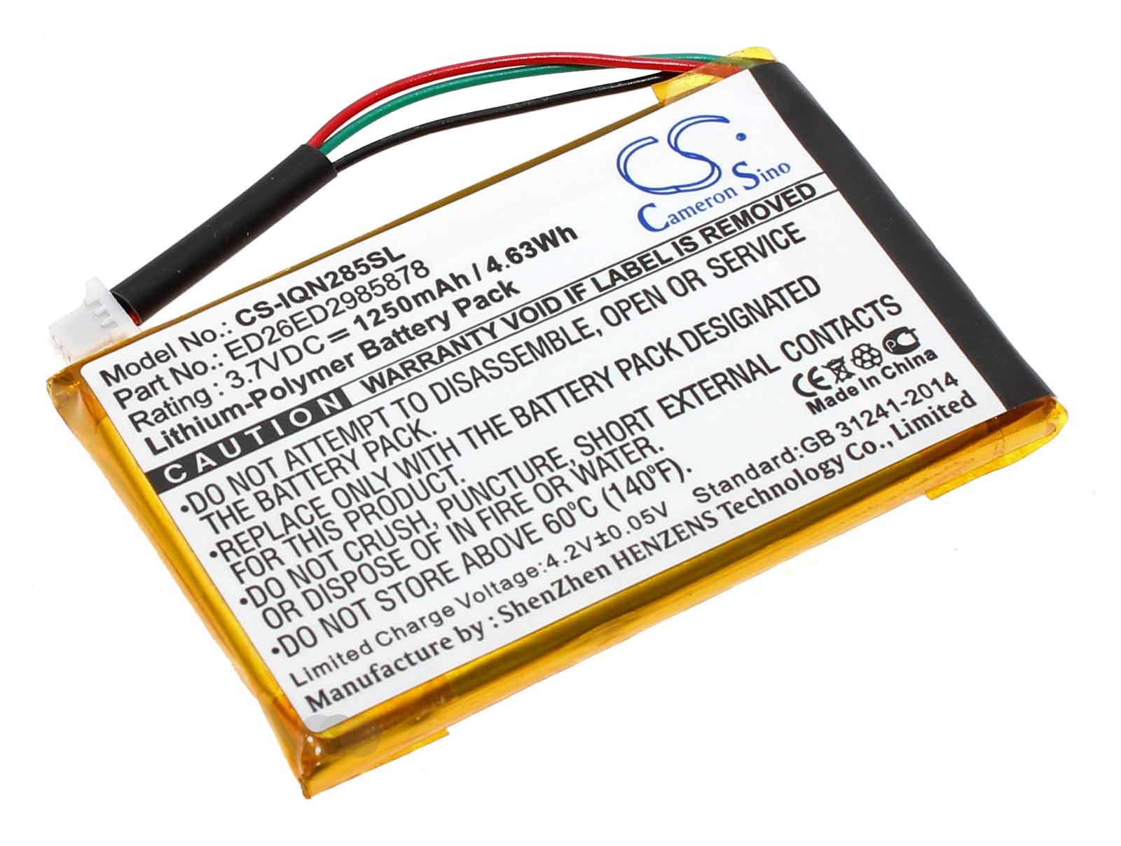 Akku für Garmin Nüvi 285, 285W, 285WT, ersetzt ED26ED2985878, 3,7V, 1250mAh