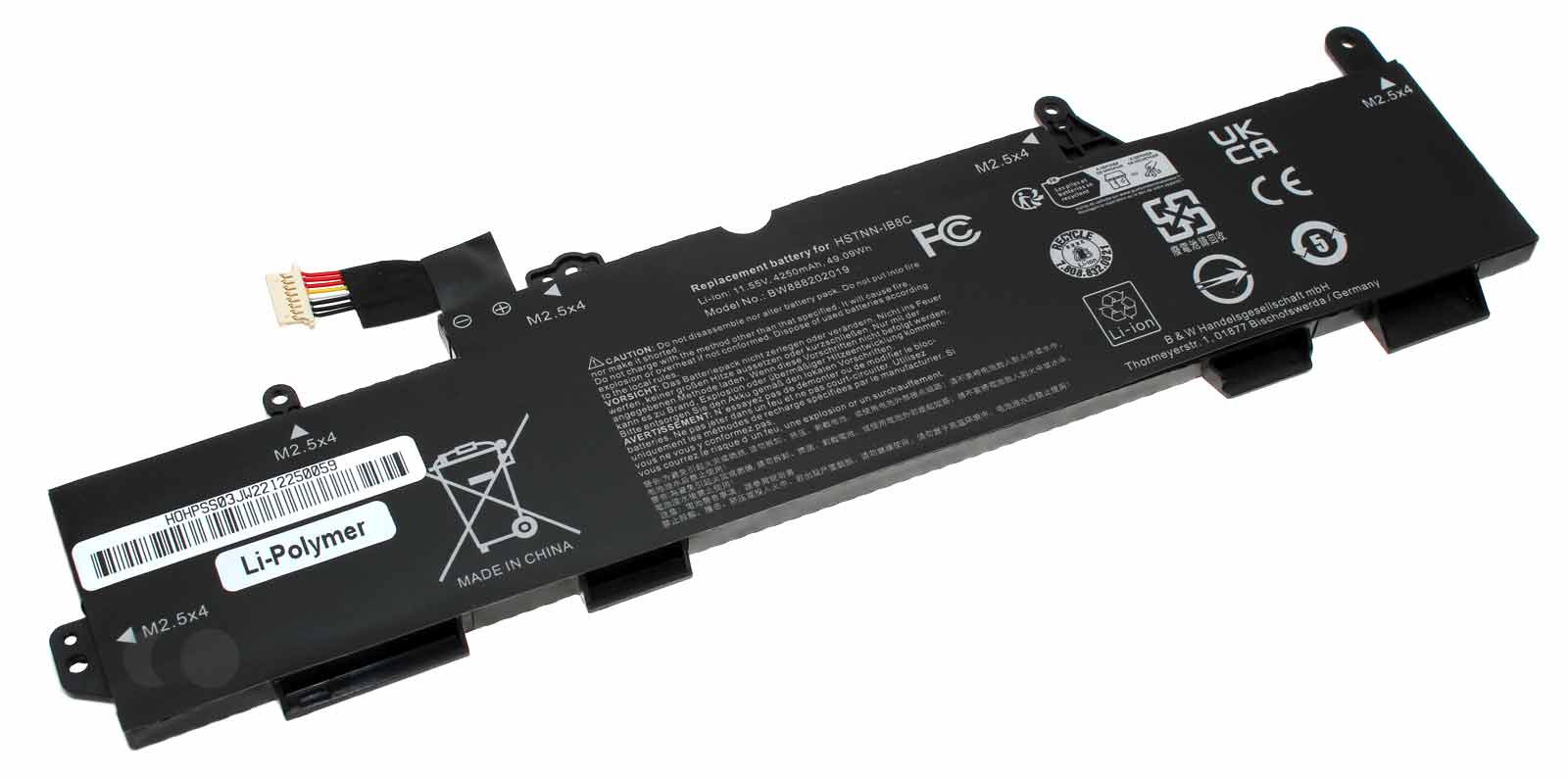 Akku für HP EliteBook 745 G5, 840 G5, ZBook 14u G5, ersetzt SS03XL, HSTNN-LB8G u.a., 11,55V, 4250mAh