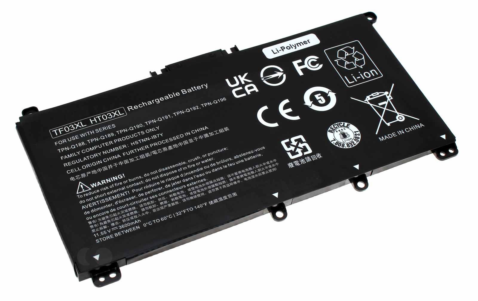 Akku für HP Pavilion 14-BF, 15-CC, X360 u.a., ersetzt HT03XL, TF03XL u.a., 11,55V, 3600mAh