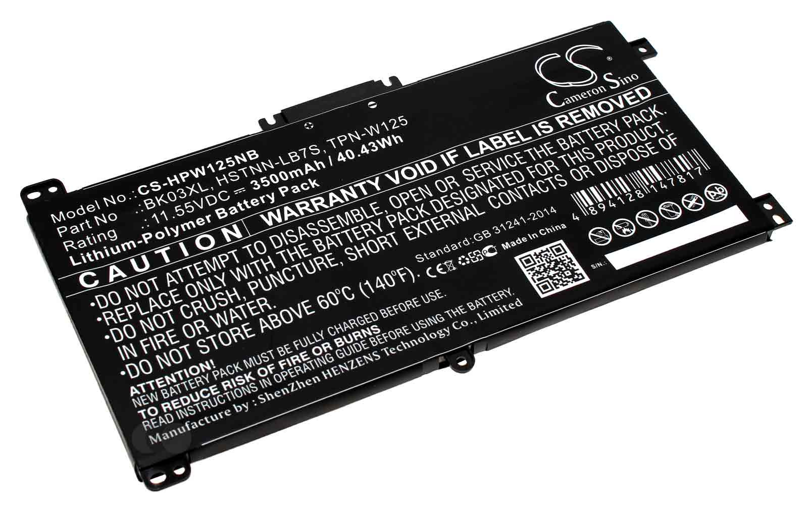 Alternativer Akku für HP Pavilion X360 14-BA Notebook, ersetzt 916811-855, BK03XL u.a., 11,55V, 3500mAh