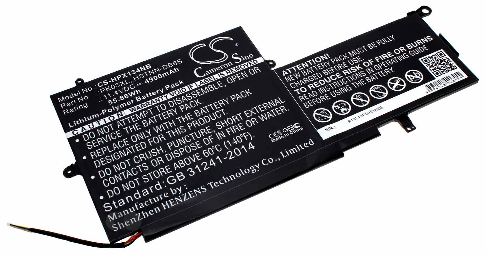 Akku für HP Spectre 13-4000 Pro X360 u.a. Notebook, 11,4V, 4900mAh, ersetzt 6789116-005, 788237-2C1, PK03XL