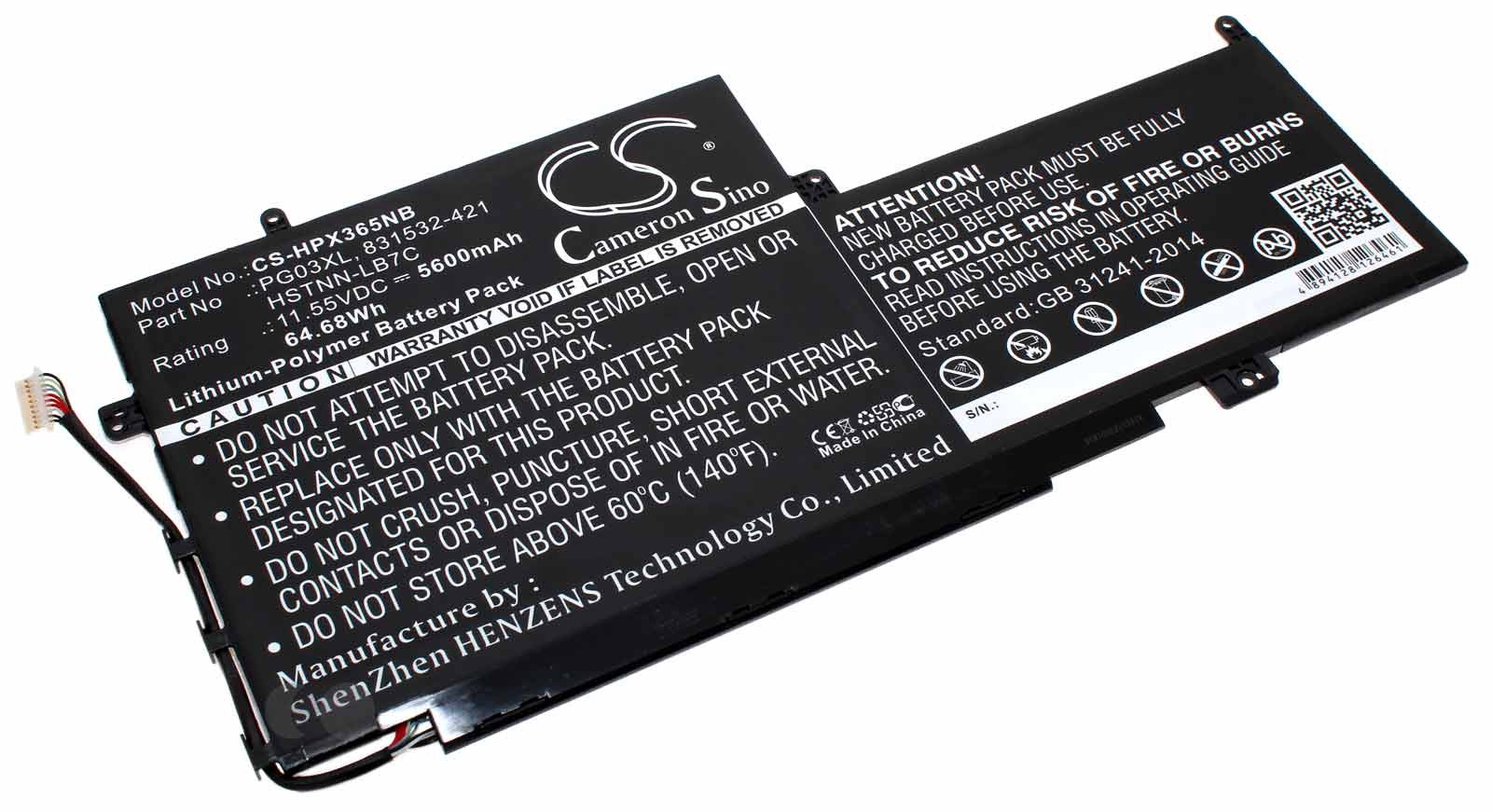 Akku für HP Spectre X360 15 AP011DX u.a., ersetzt 831532-421, HSTNN-LB7C, PG03XL, 11,55V, 5600mAh