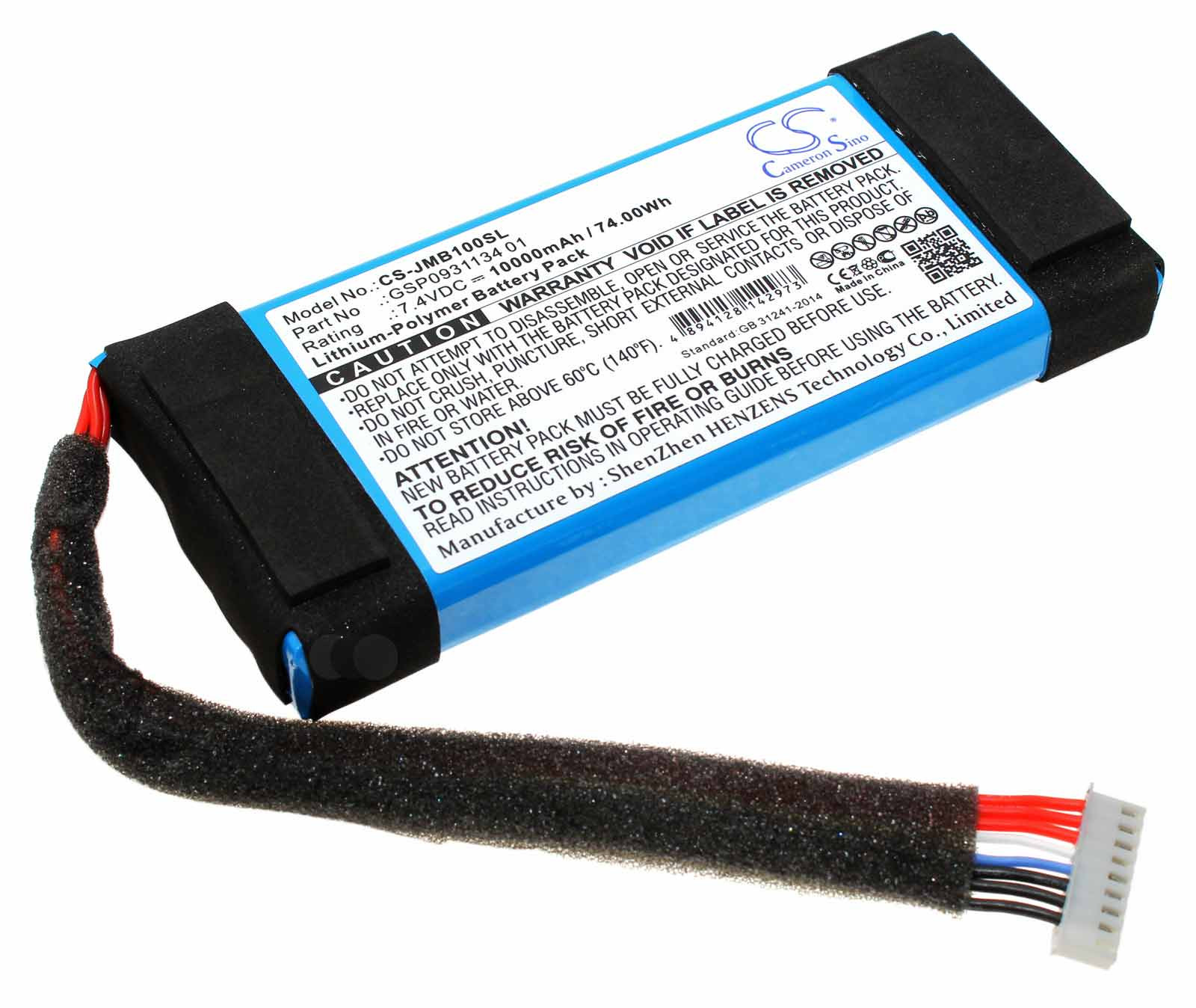 Akku für JBL Boombox JEM3316, JEM3318, JEM3317, ersetzt GSP0931134 01, 7,4V, 10000mAh