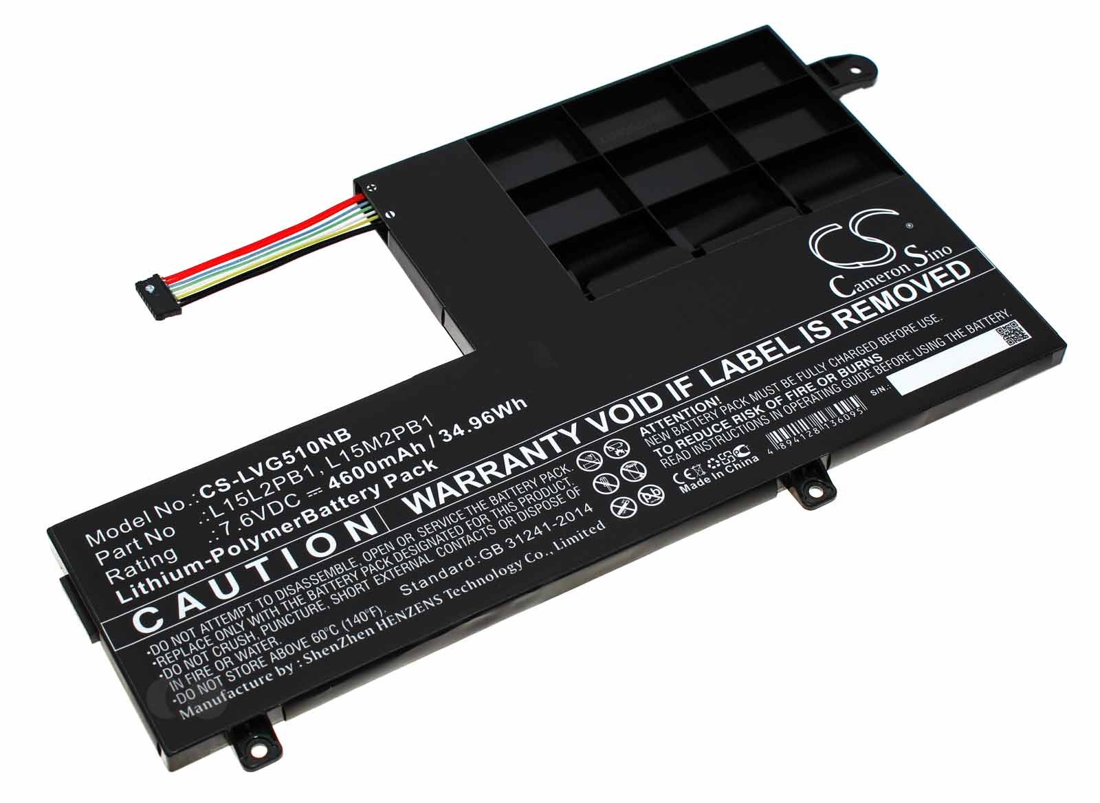 Akku für Lenovo Yoga 510 | ersetzt 5B10K84491, 5B10K84639, 5B10K85056, L15C2PB1, L15L2PB1, L15M2PB1, 7,6V, 4600mAh