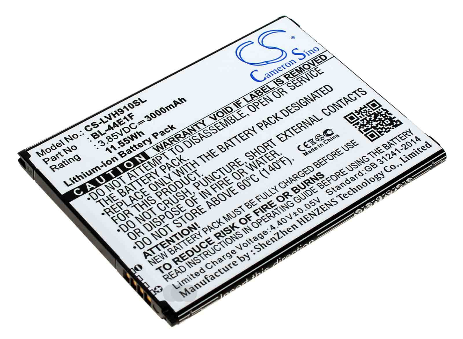 Akku für LG H910, H918, H990, LS997, V20, VS995 Smartphone, ersetzt BL-44E1F, EAC63341101, 3,85V, 3000mAh