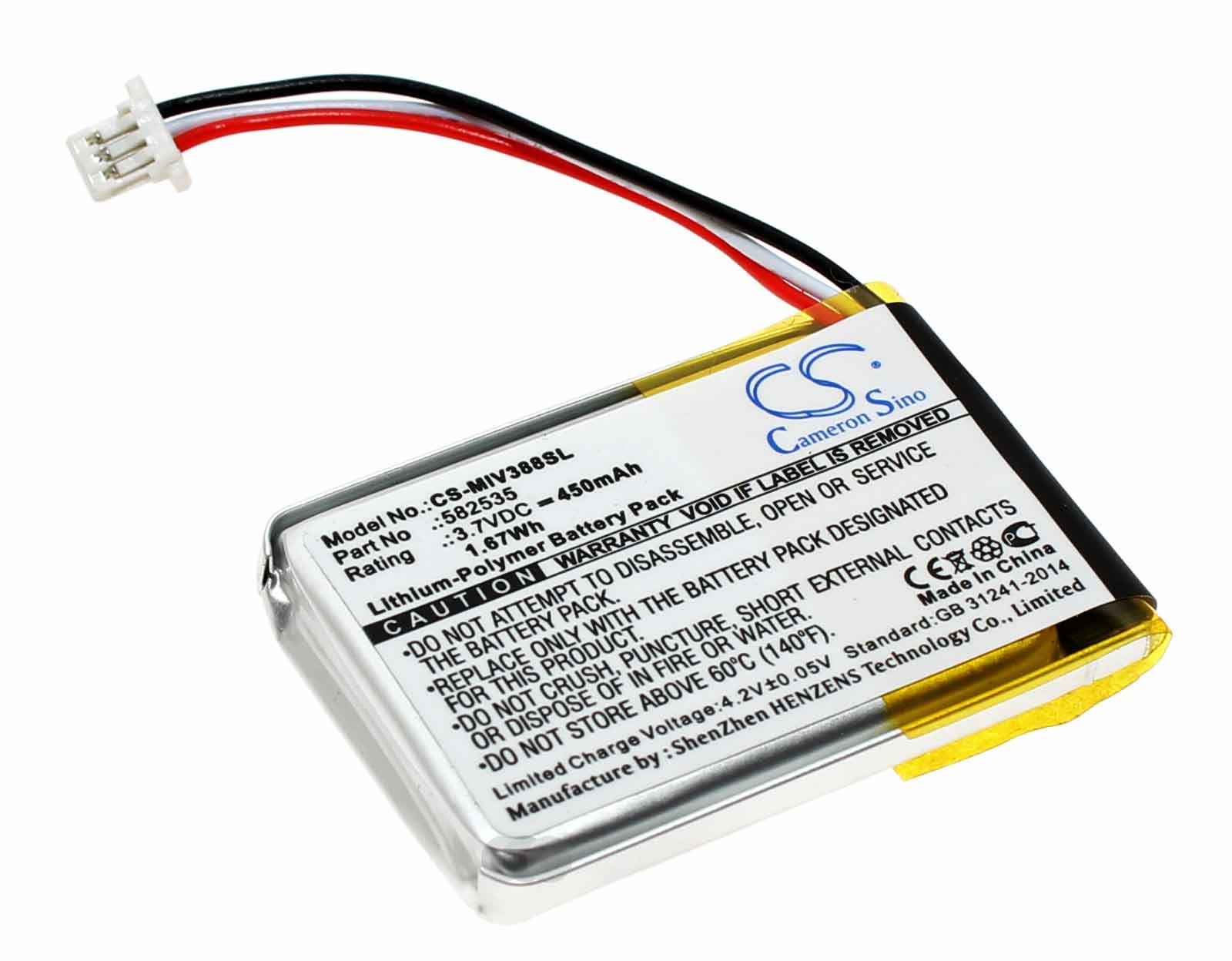 Akku für Mio MiVue 388 Abee V51 HP F520 Whistler WP7 u.a., ersetzt 582535, (1ICP6/26/36), 3,7V, 450mAh
