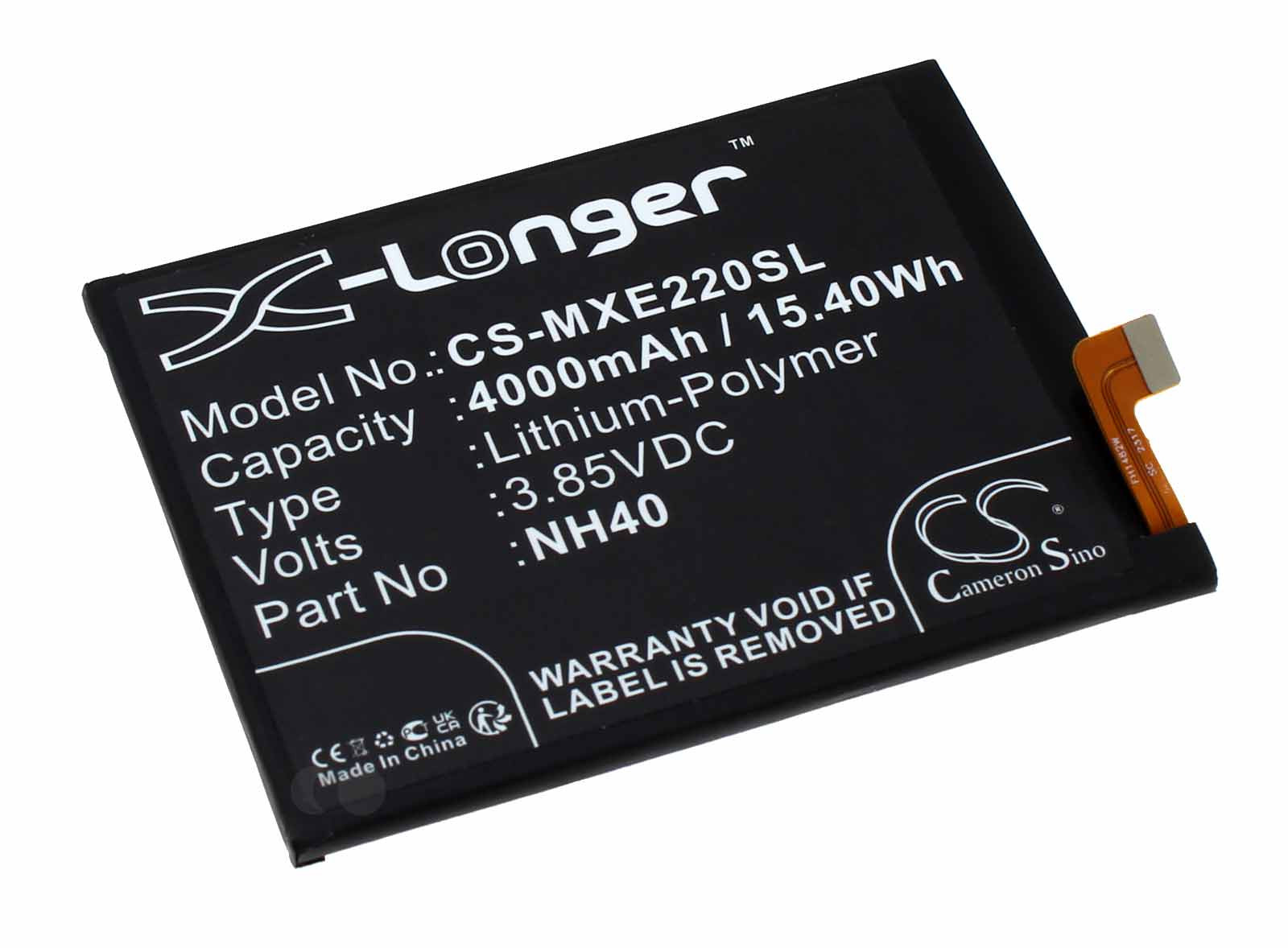 Akku für Motorola Moto E22, E22I, ersetzt NH40, SB18D48255, 3,85V, 4000mAh
