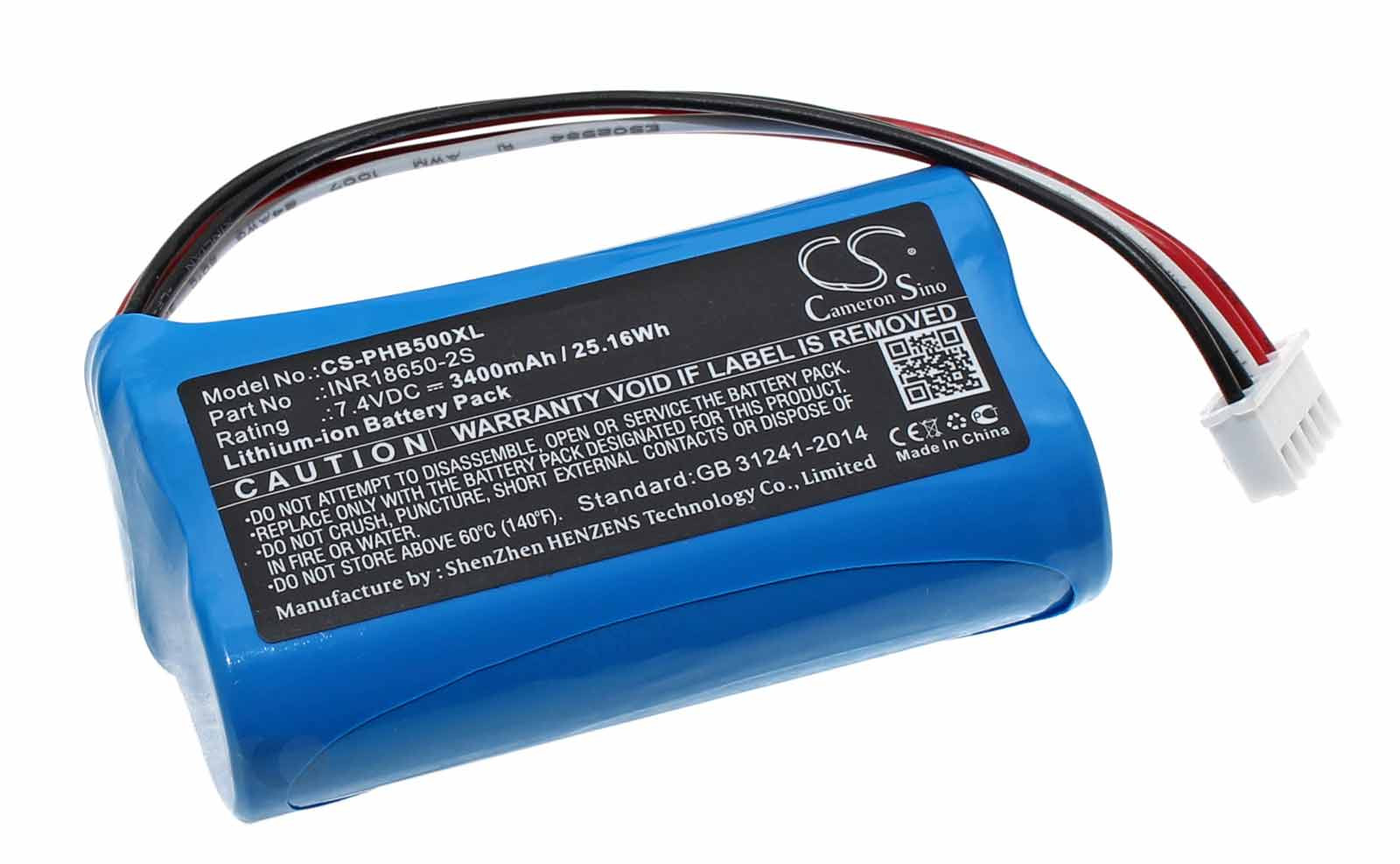 Akku für Philips ShoqBox SB500M/00 Bluetooth Lautsprecher Box, ersetzt INR18650-2S, 7,4V, 3400mAh