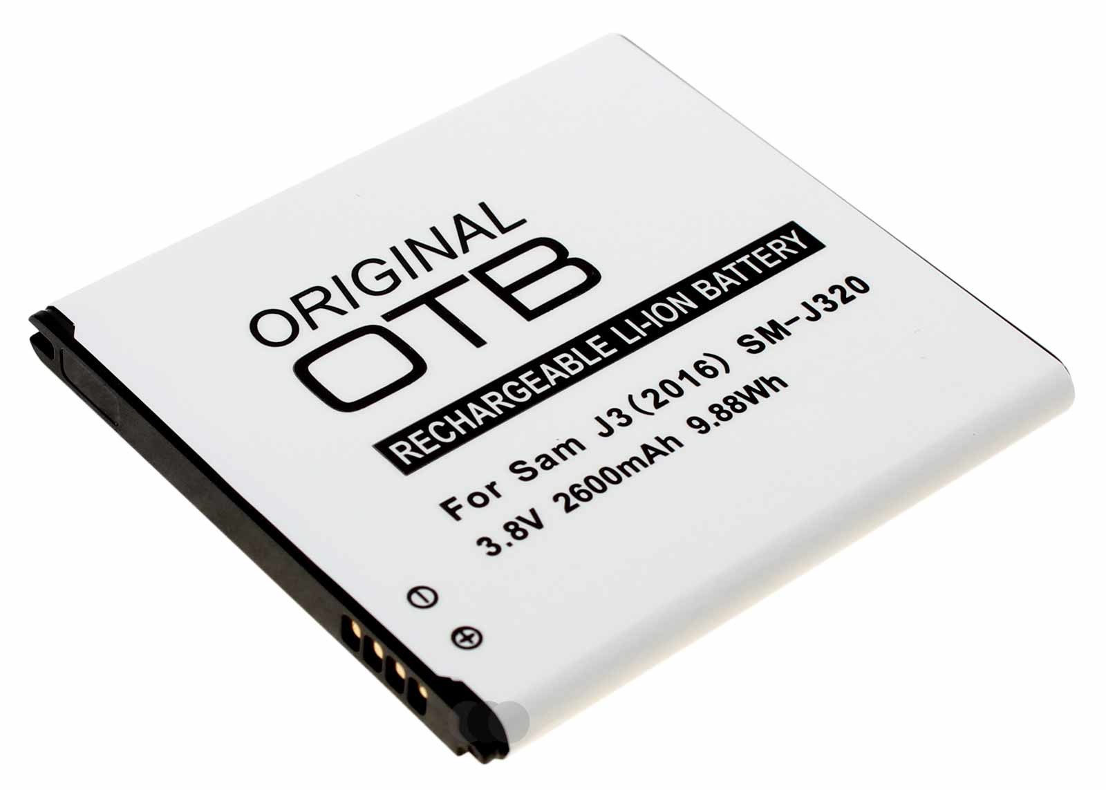 Akku für Samsung Galaxy J3 (2016) SM-J320, ersetzt EB-BJ530BBE, 3,8V, 2600mAh