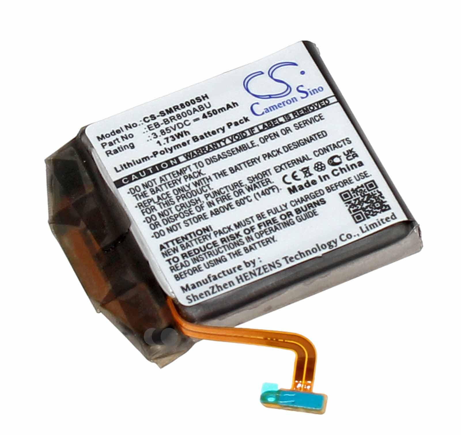 Akku für Samsung Galaxy Watch 46mm SM-R800, SM-R805, ersetzt EB-BR800ABU, GH43-04855A, 3,85V, 450mAh