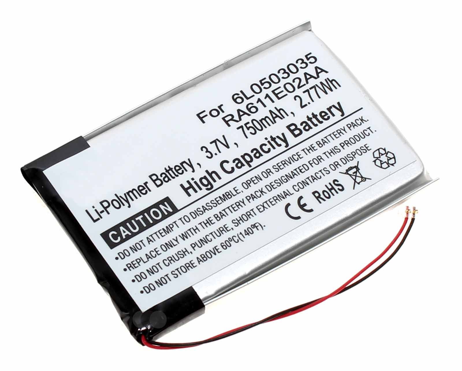 Akku für Samsung YP-T9 MP3 Player, ersetzt 6L0503035, RA611E02AA, 3,7V, 750mA