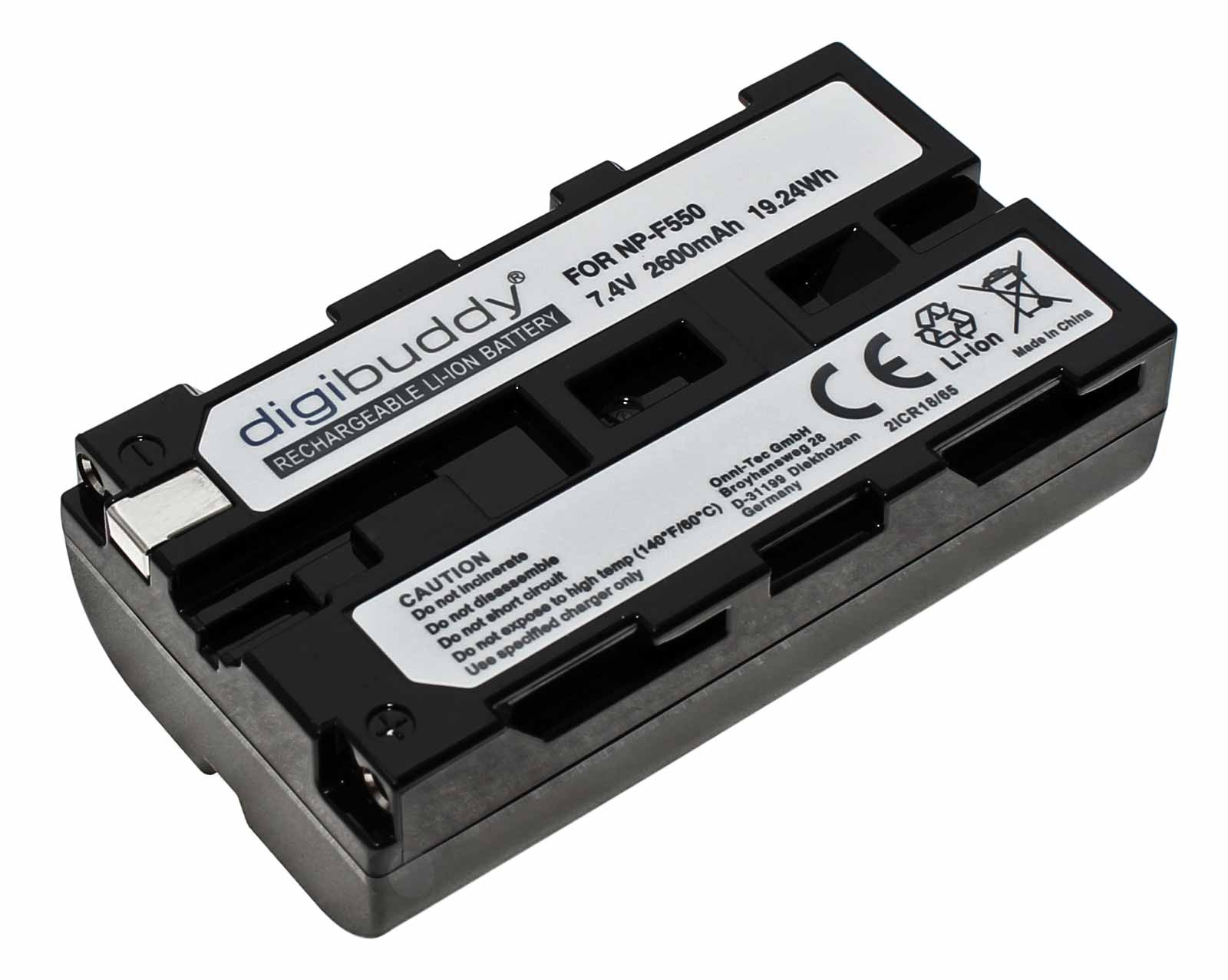 Akku für Sony HDR-FX1000E, DCR-VX2100E u.a. Videokamera Camcorder, ersetzt NP-F550, 7,4V, 2600mAh