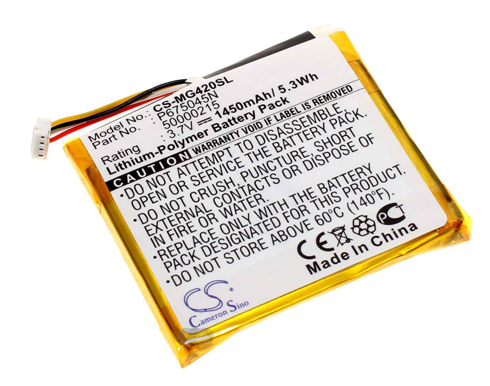 Akku für Typhoon MyGuide 4200 4228 4228WE GPS Navi, ersetzt 50000215, P675045N, PND4220, 3,7V, 1450mAh