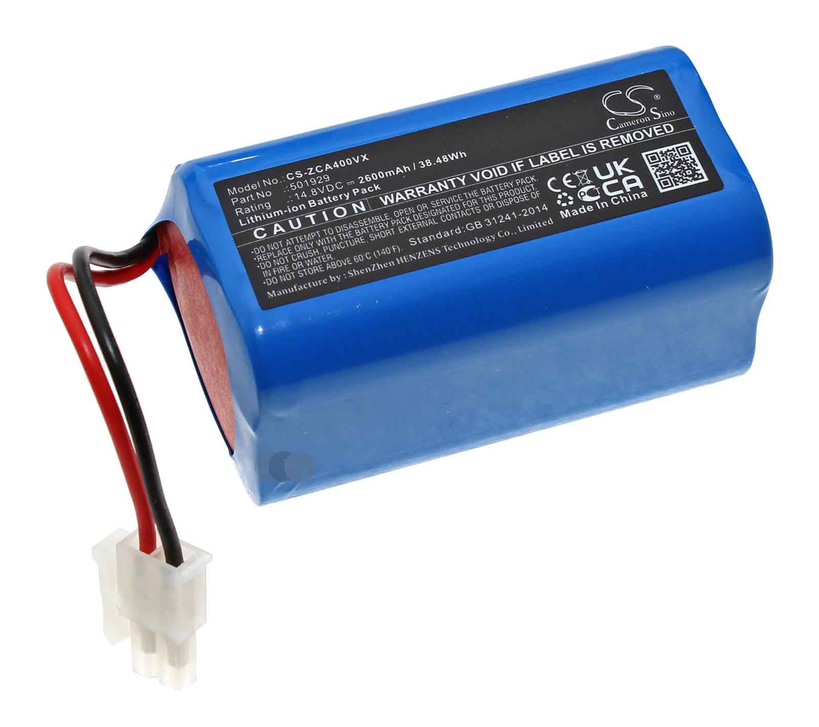 Akku für Zaco A4S, A6, A8S, A9S Saugroboter, ersetzt 501929, 14,8V, 2600mAh