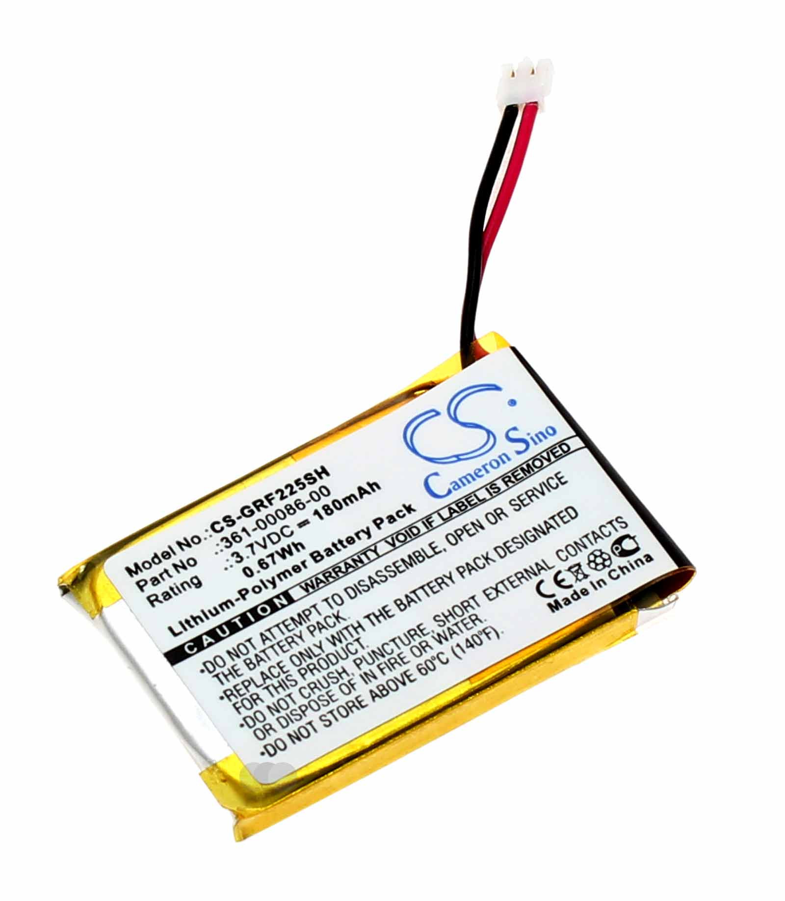 Akku für Garmin Approach G10 GPS Golfclip, ersetzt 361-00072-10, 361-00086-00, 3,7V, 180mAh