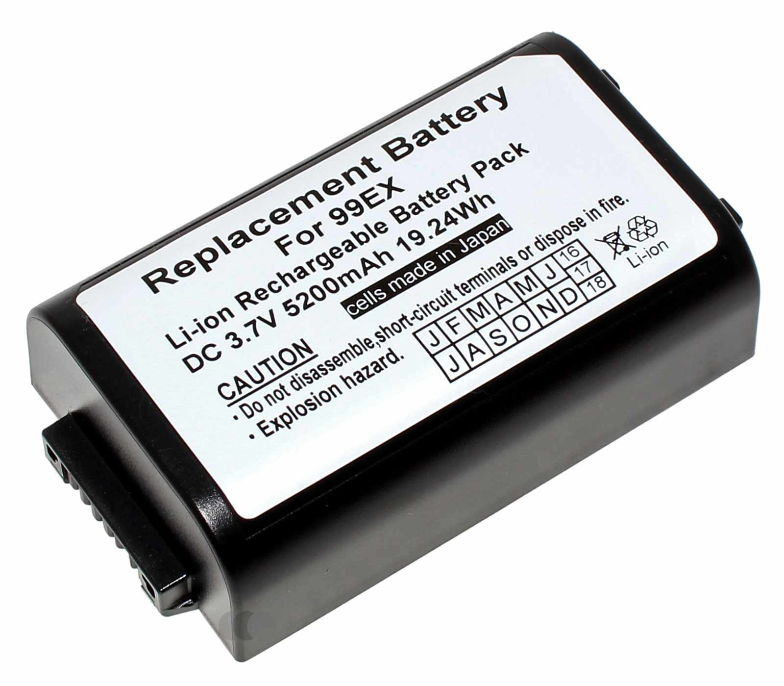 Alternativer Lithium-Ionen Akku für Honeywell Dolphin 99EX Mobilterminal, Datenerfassungsterminal mit 3,7 Volt und 5200mAh Kapazität, ersetzt den original Akku 99EX-BTES-1, 200-00591-01, 200002586, 20000591-01.