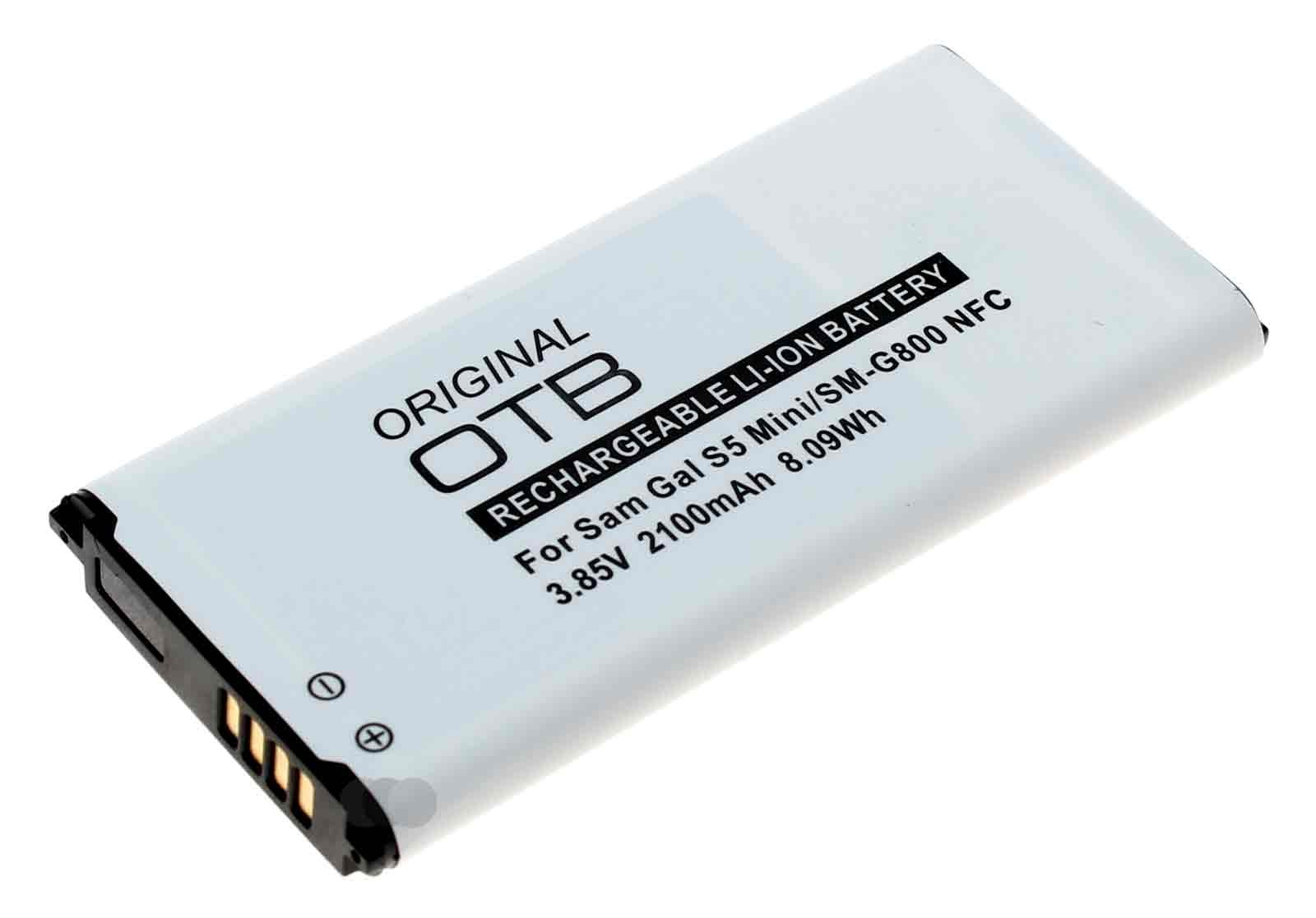 Akku mit NFC-Antenne für Samsung Galaxy S5 Mini SM-G800, ersetzt EB-BG800BBE, Li-Ion, 3,85V, 2100mAh