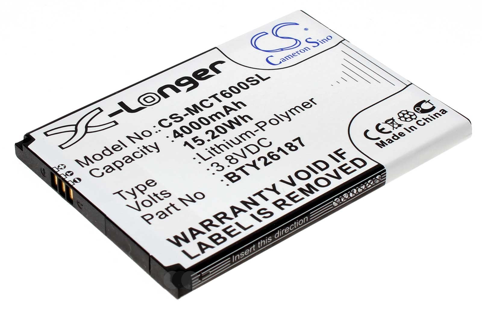 Alternativer Lithium-Polymer Akku für Mobistel Cynus T6 Handy, Smartphone, Mobiltelefon mit 3,8 Volt und 4000mAh Kapazität, ersetzt den original Akku BTY26187, BTY26187Mobistel/STD