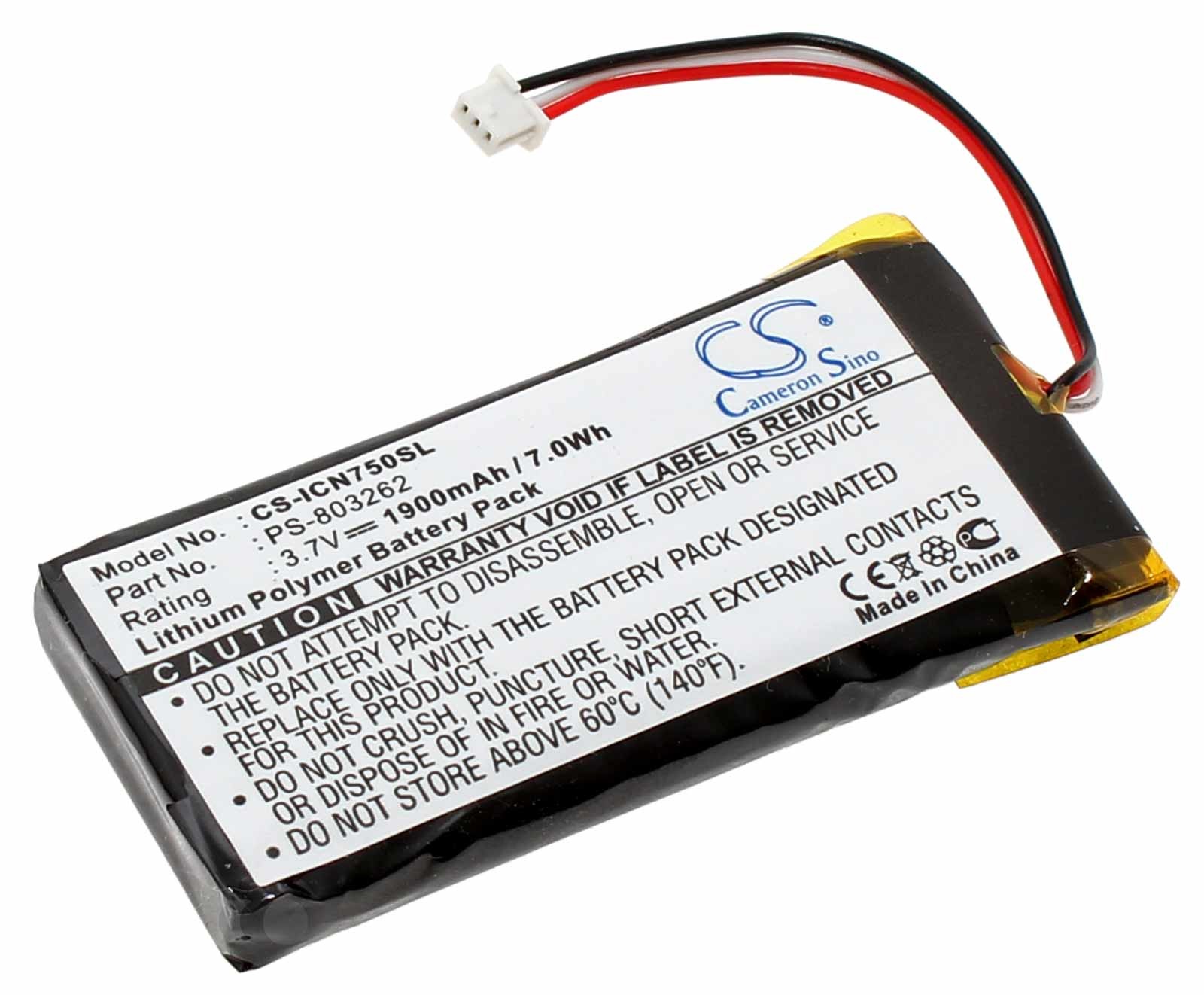 Alternativer Lithium-Polymer Akku für Navman iCN720 und iCN750 GPS Navigationsgerät mit 3,7 Volt und 1900mAh Kapazität, ersetzt den original Akku PS-803262