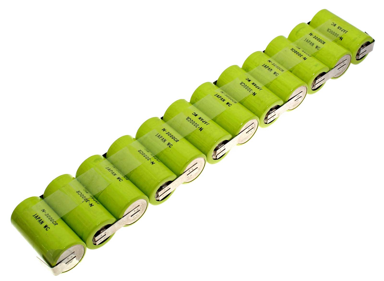 Panasonic Akkupack 12x N-3000CR Baby C, Ni-Cd, hochstromfest mit Lötfahnen, mit 14,4 Volt und 3000mAh Kapazität