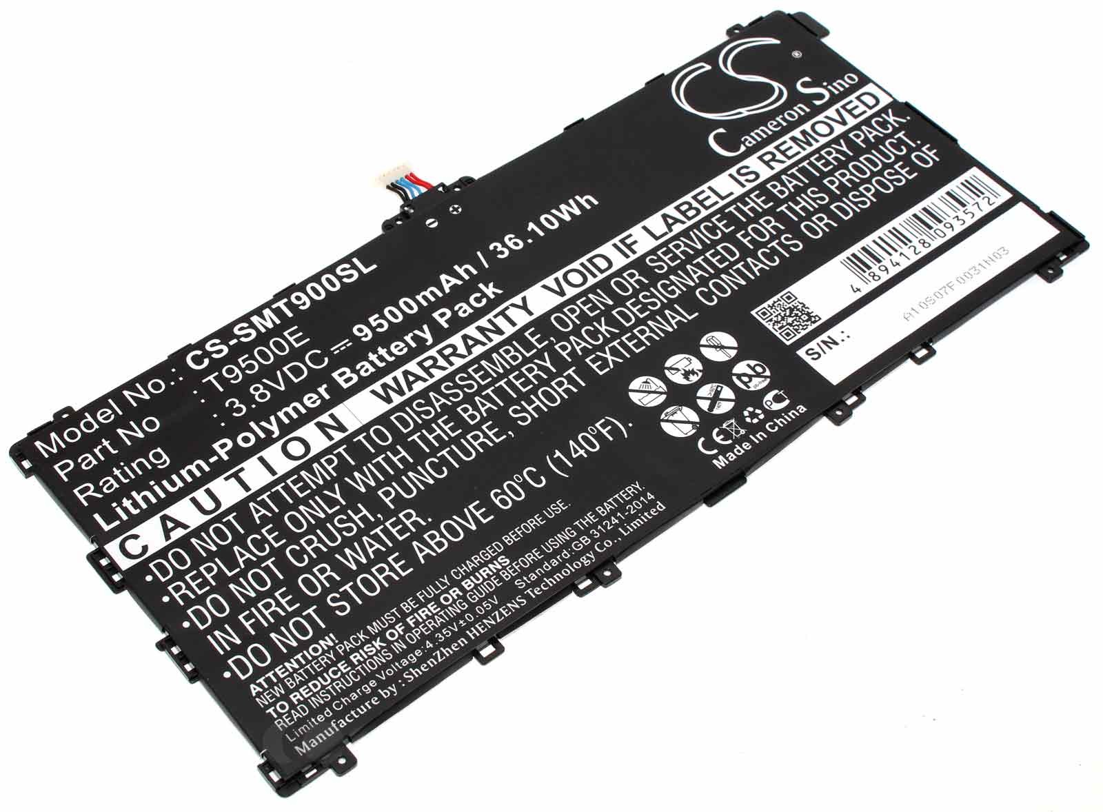 Alternativer Li-Polymer Akku für Samsung Galaxy TabPRO und NotePRO SM-P900, SM-P901, SM-T900, SM-T905, SM-P905, Tablet, Pad, Netbook mit 3,8 Volt und 9500mAh Kapazität