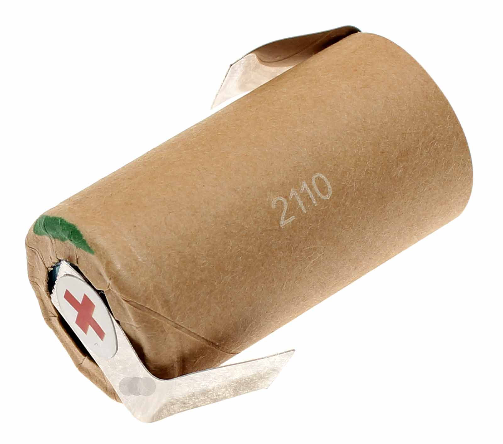 Akku Zelle Sub-C mit Z-Lötfahne, Ni-Mh im Pappmantel mit 1,2 Volt Spannung und 3000mAh Kapazität