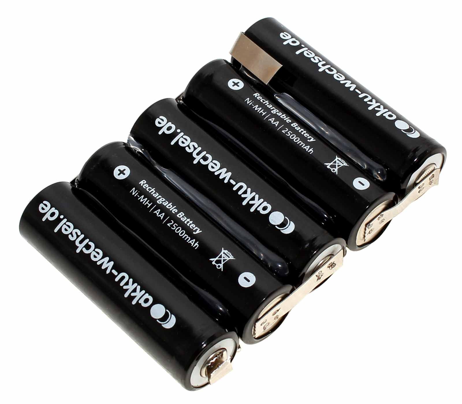 Konfektioniertes Akku-Pack bestehend aus 5 Stück Ni-MH Akkus mit 6 Volt und 2500mAh