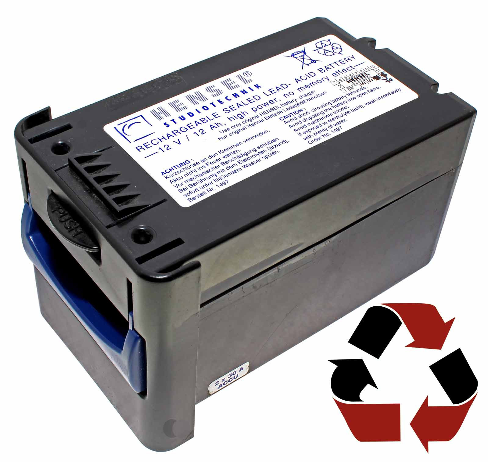 Akkuwechsel bei HENSEL Wechselschublade 1497 mit Bleigel-Akku 12V 12Ah für Porty Premium Plus Blitzanlage