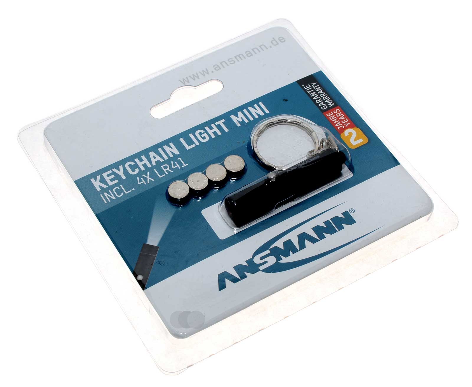 Ansmann 1600-0272 Mini LED Taschenlampe, Schlüsselanhänger Leuchte, batteriebetrieben, inkl 4x LR41