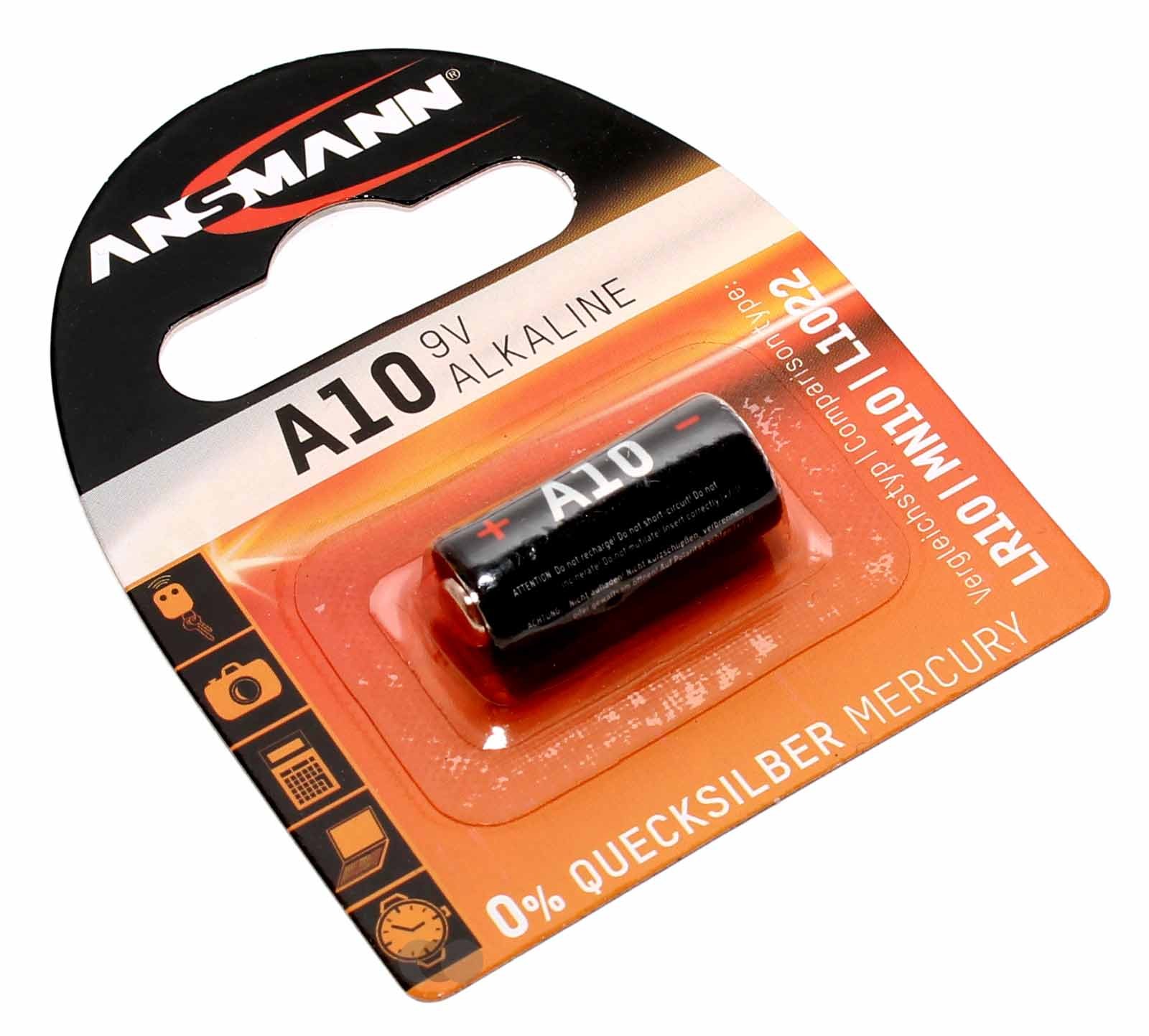 Ansmann A10 Alkaline Batterie, 9V, 56mAh, wie LR10, V10A, GP10A, MN10, E10A, L1022, L1021, 1510-0006