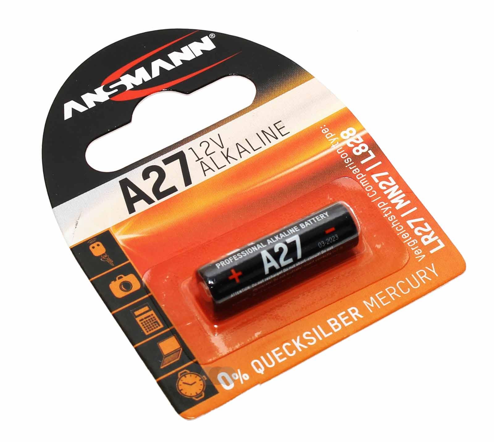 Ansmann A27 Alkaline Spezial Batterie, LR27, 27A, MN27, L828, 12V, 20mAh