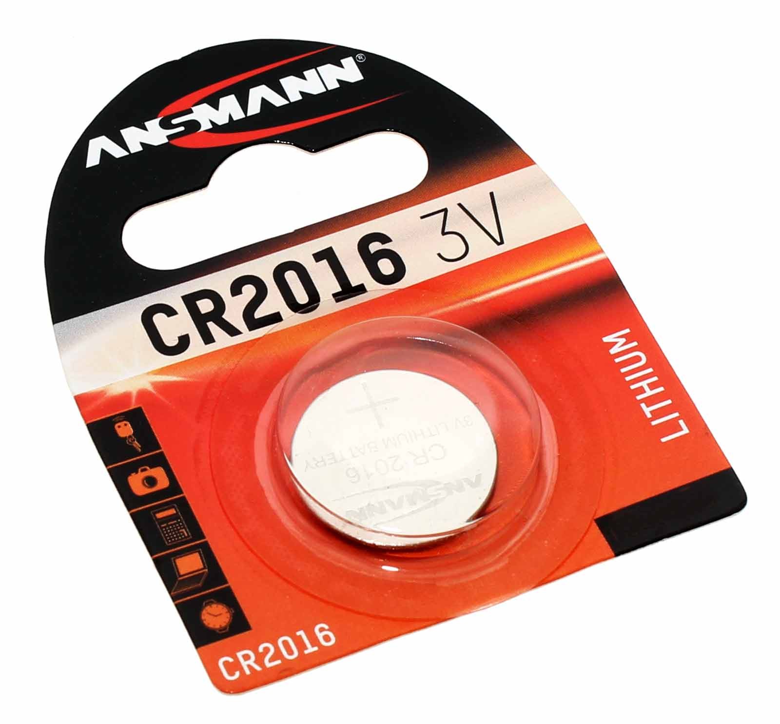 Ansmann CR2016 Lithium Knopfzelle Batterie, BR2016, DL2016, ECR2016, 3V, 85mAh