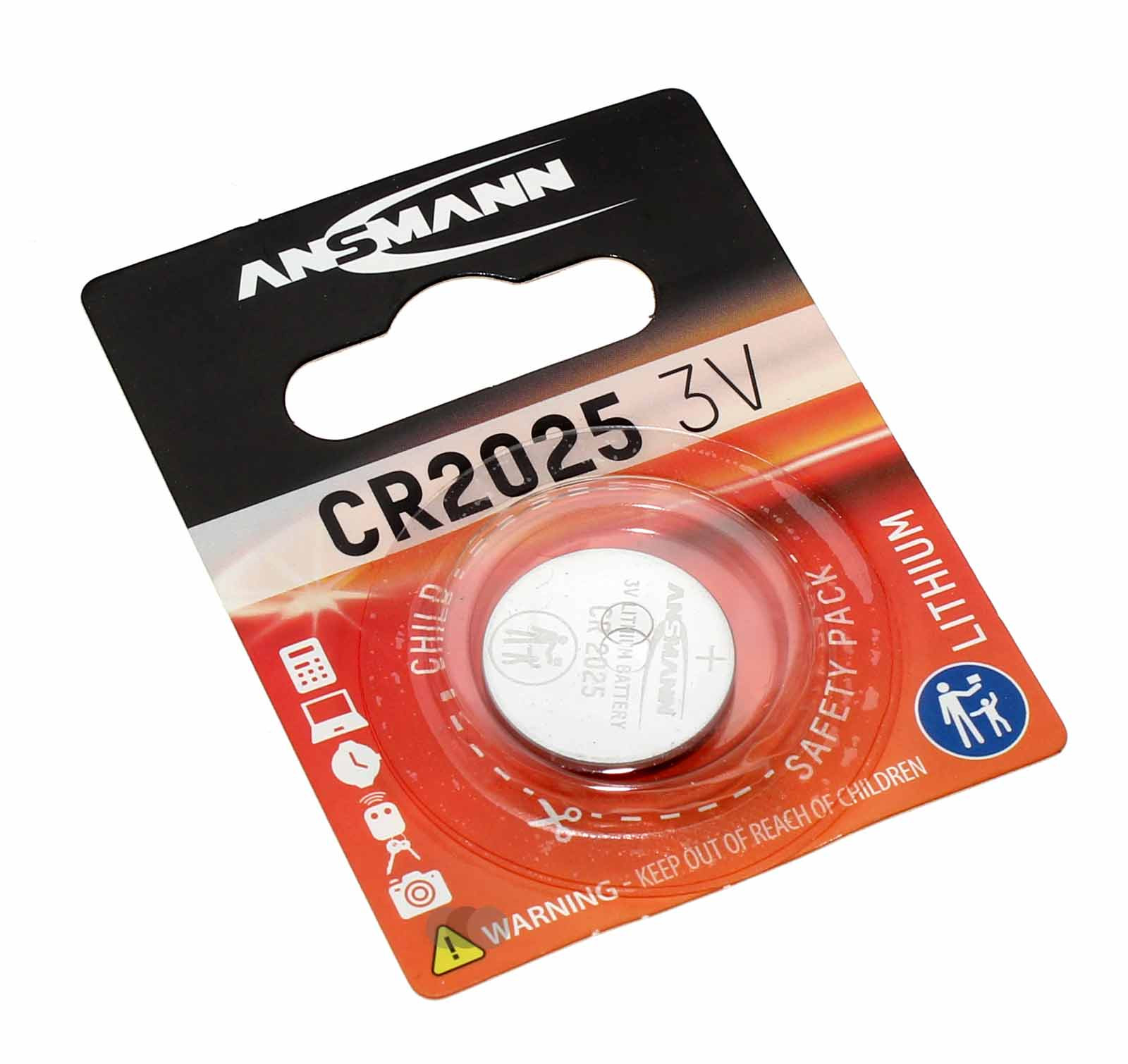 Ansmann CR2025 Lithium Knopfzelle Batterie, ECR2025, DL2025, KCR2025, 3V, 150mAh