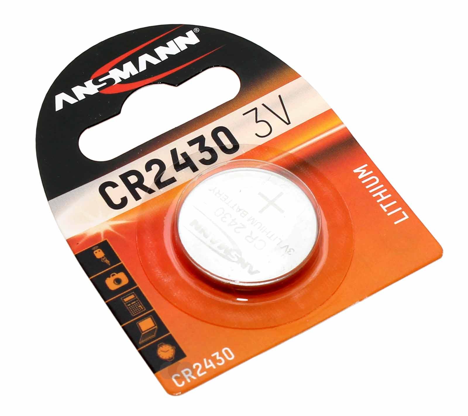 Ansmann CR2430 Lithium Knopfzelle Batterie Uhren, Autoschlüssel u.a., BR2430, DL2430, ECR2430, 3V, 300mAh