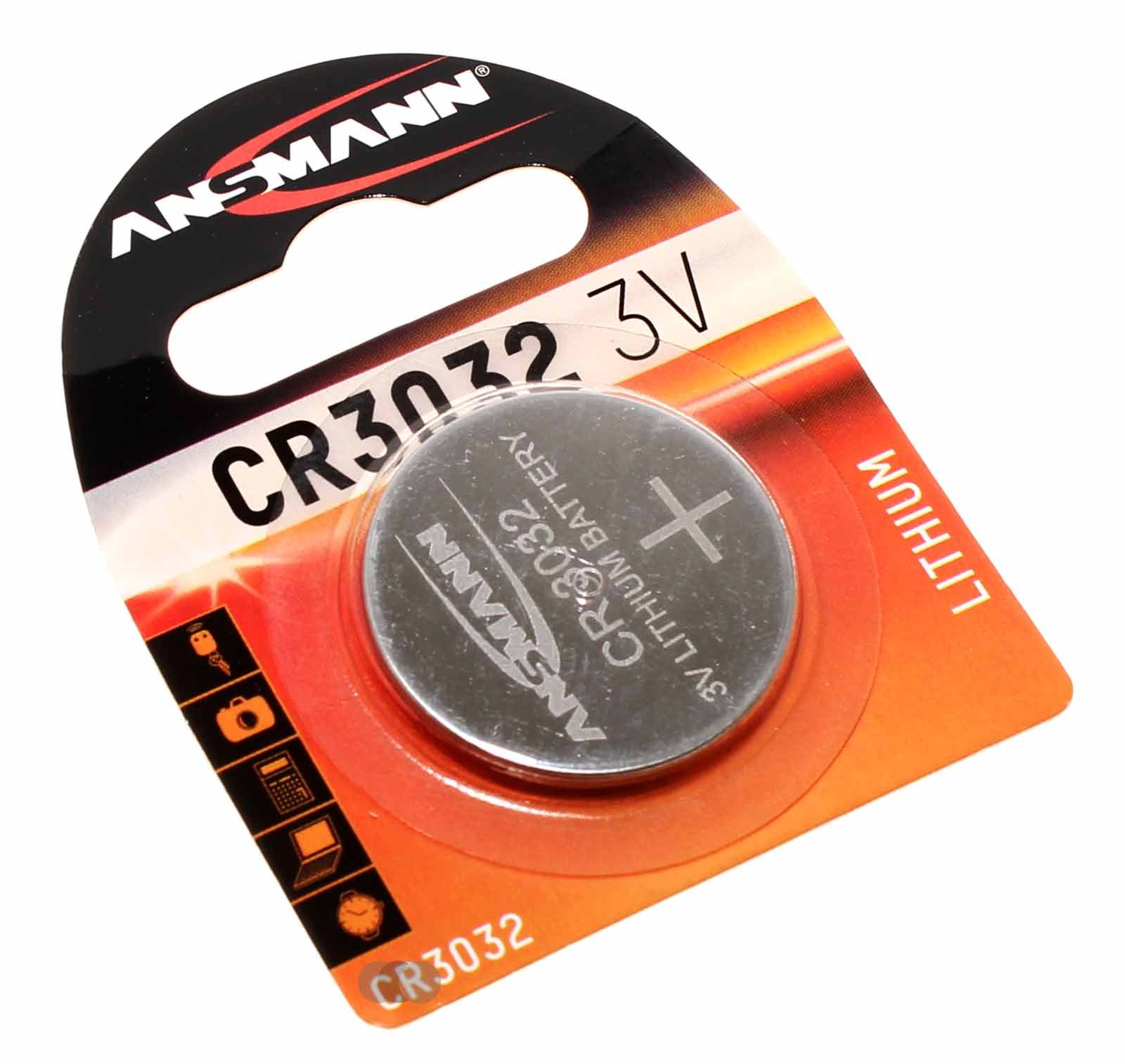 Ansmann CR3032 Lithium Knopfzelle, Batterie mit 3Volt und 550mAh Kapazität