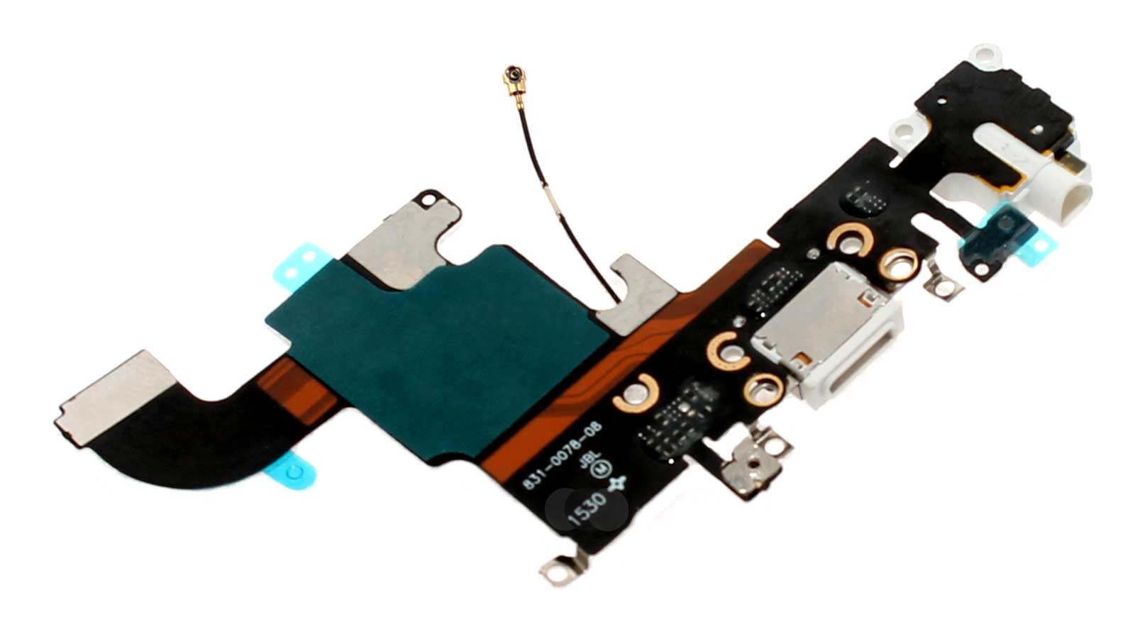 Ladebuchse, Charger Ladeport, Lightning Dock Connector für iPhone 6S (weiß) mit Flexkabel und 3,5 mm Audio Buchse, Kopfhörerbuchse,Kopfhörer Anschluss, Audio Jack, Mikrofon, Antenne