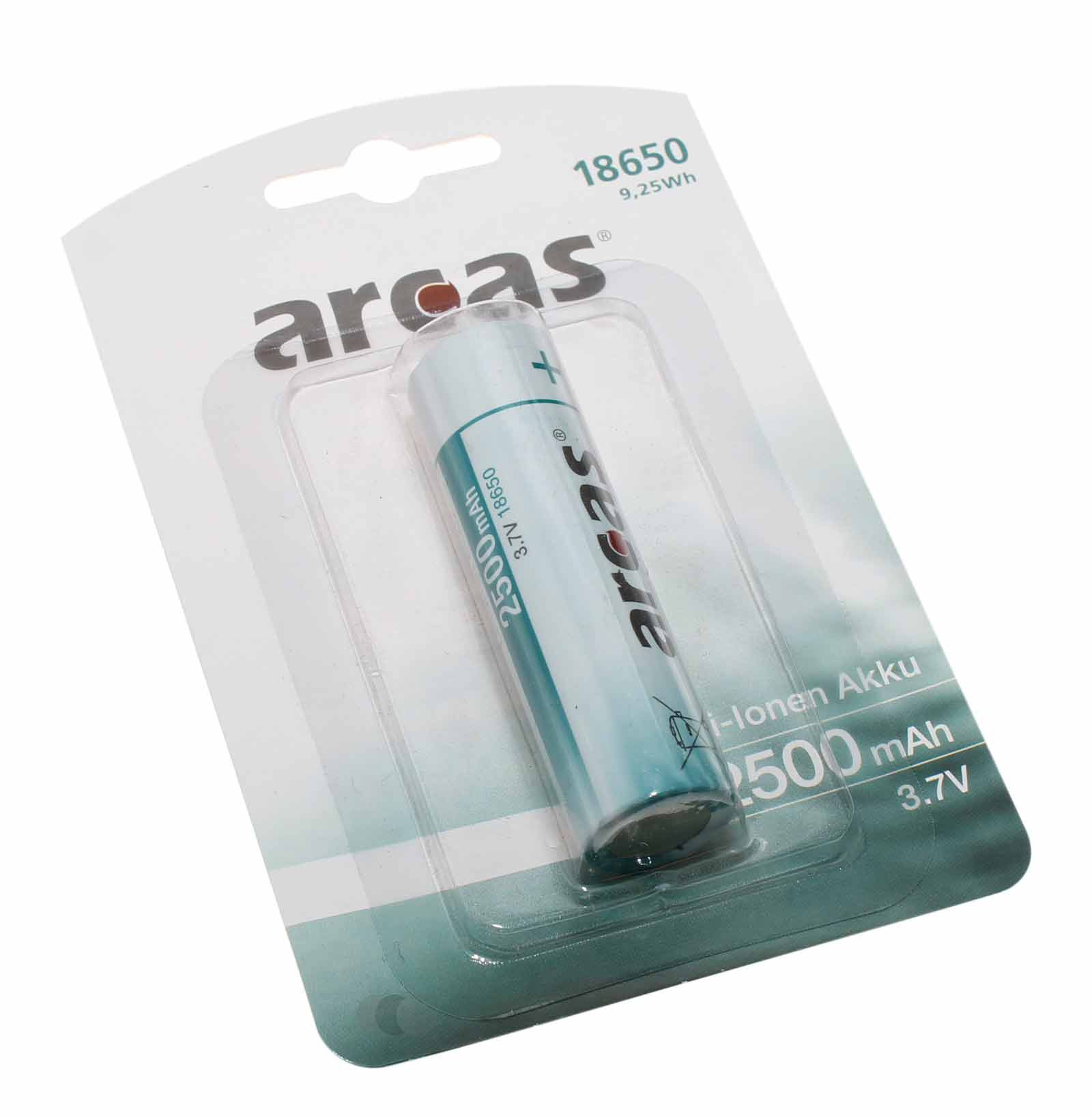 Arcas 18650 Li-Ion Akku, ungeschützt, 17500250, 3,7V, 2500mAh