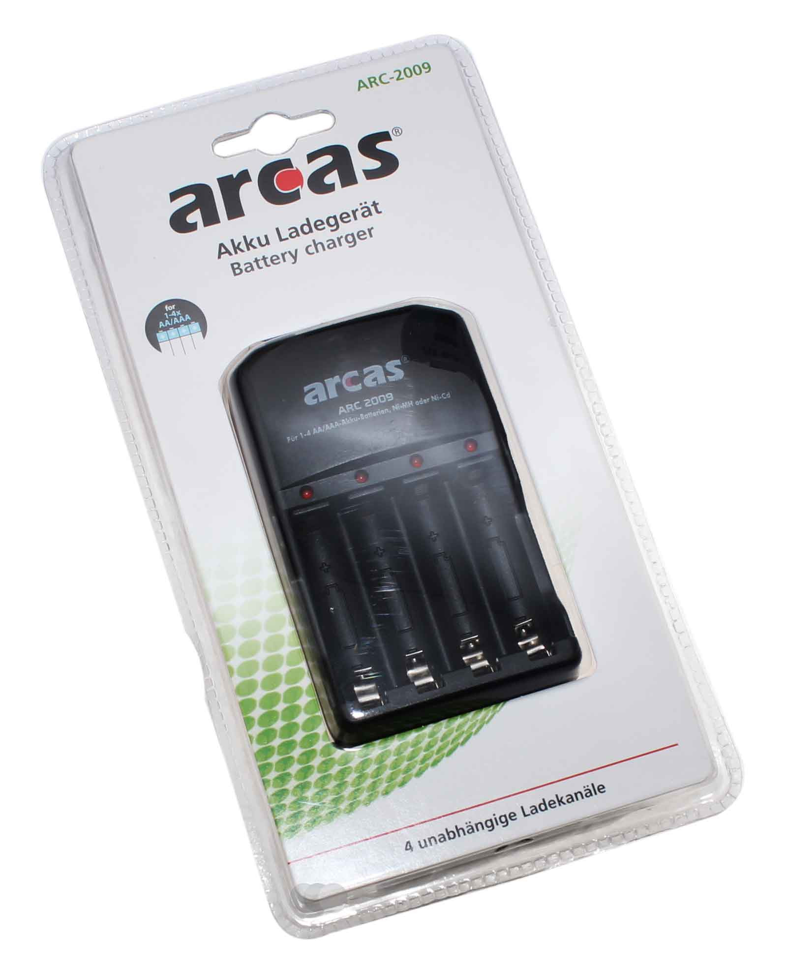 Arcas 4-Kanal Akku Ladegerät für 1-4 AA, AAA Ni-Mh, Ni-Cd, ohne Akkus, ARC-2009