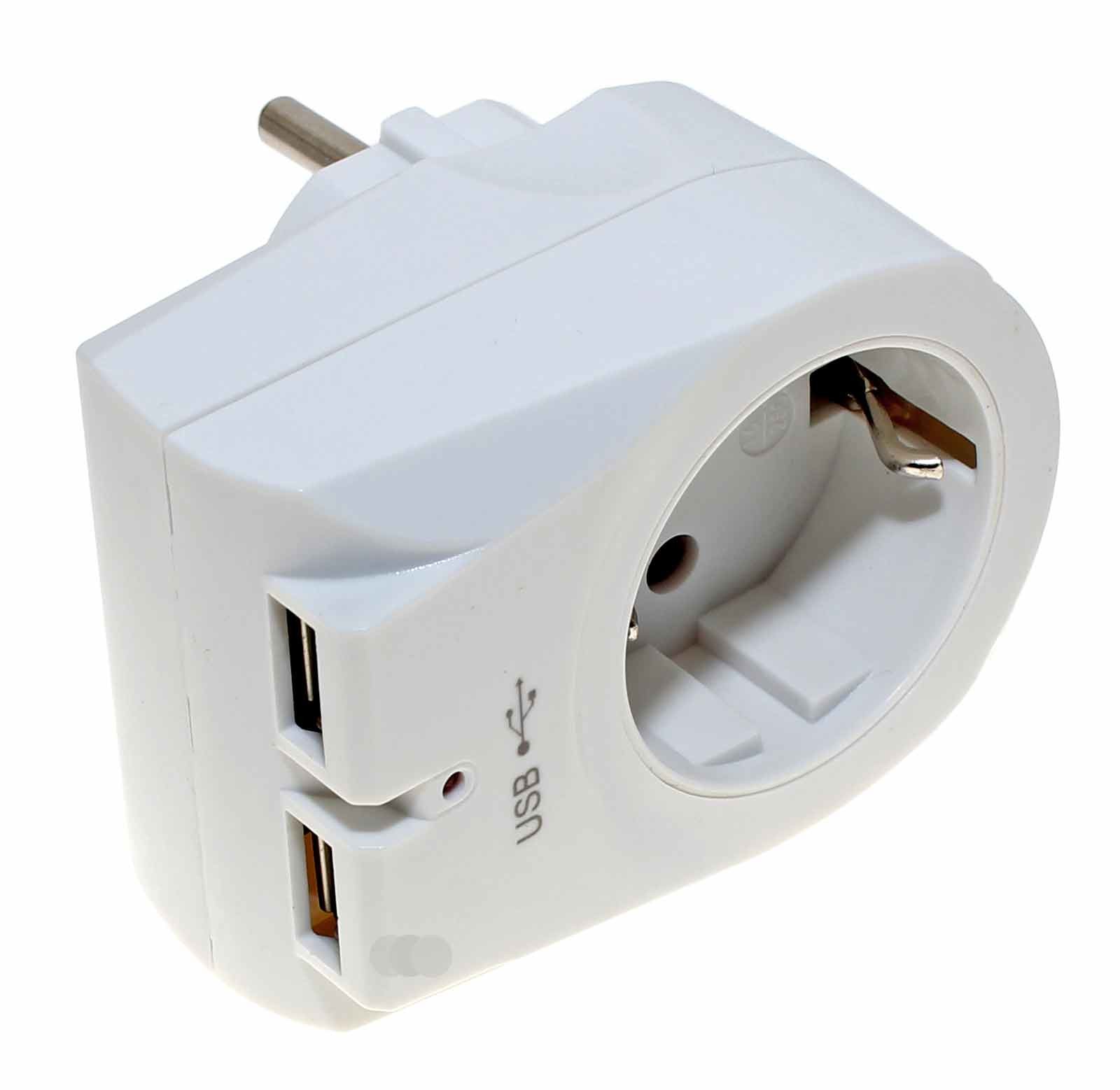Arcas Steckdose Zwischenstecker mit 2 USB Anschlüssen max. 2100mAh, ARC-USB-2.1A, 94710006