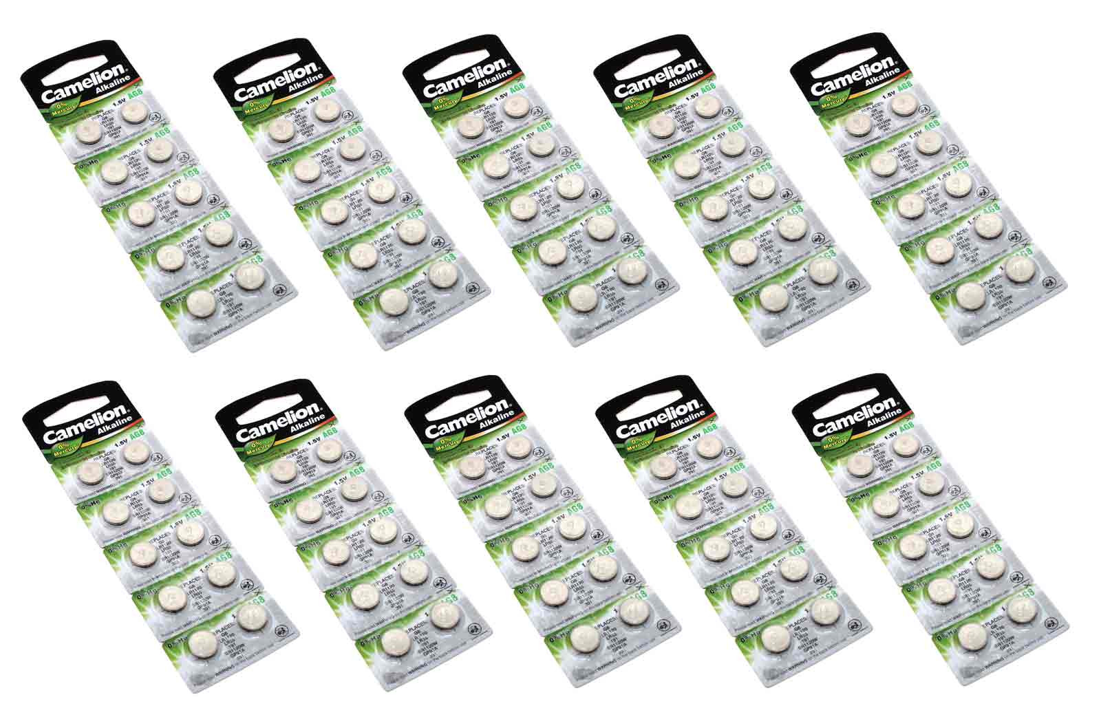 BB 10.21 | 10x 10 Stk. Camelion AG8 LR55 Alkaline Knopfzelle Batterie, G8 LR1120, 191, GP91A, SR1120W, 1,5V, 42mAh
