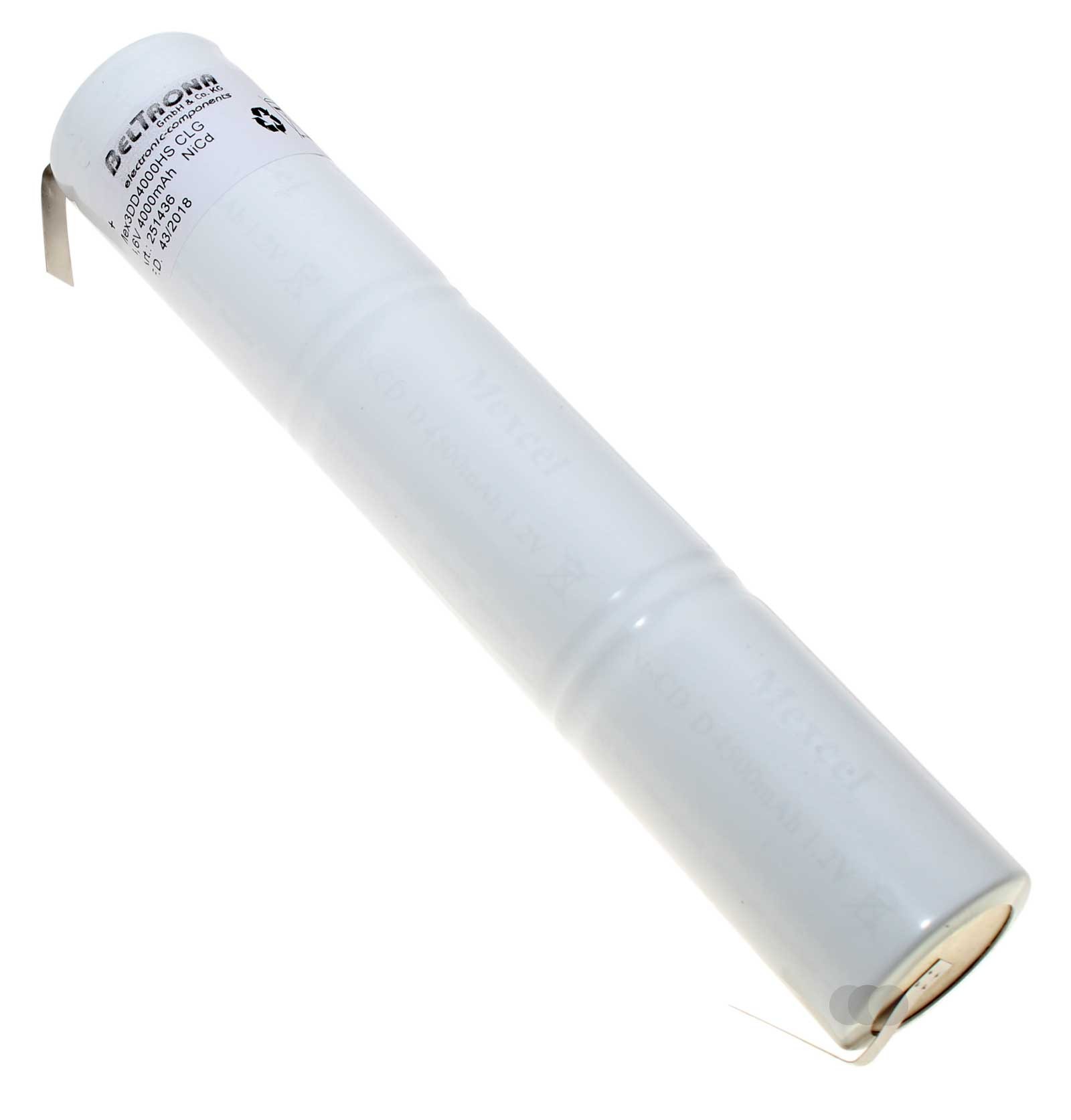 Notleuchten-Akku mit U-Lötfahne von Beltrona, Modell 3DD4000HSCLG mit 3,6 Volt und 4000mAh Kapazität, Ersatzteil Teilenummer 251436