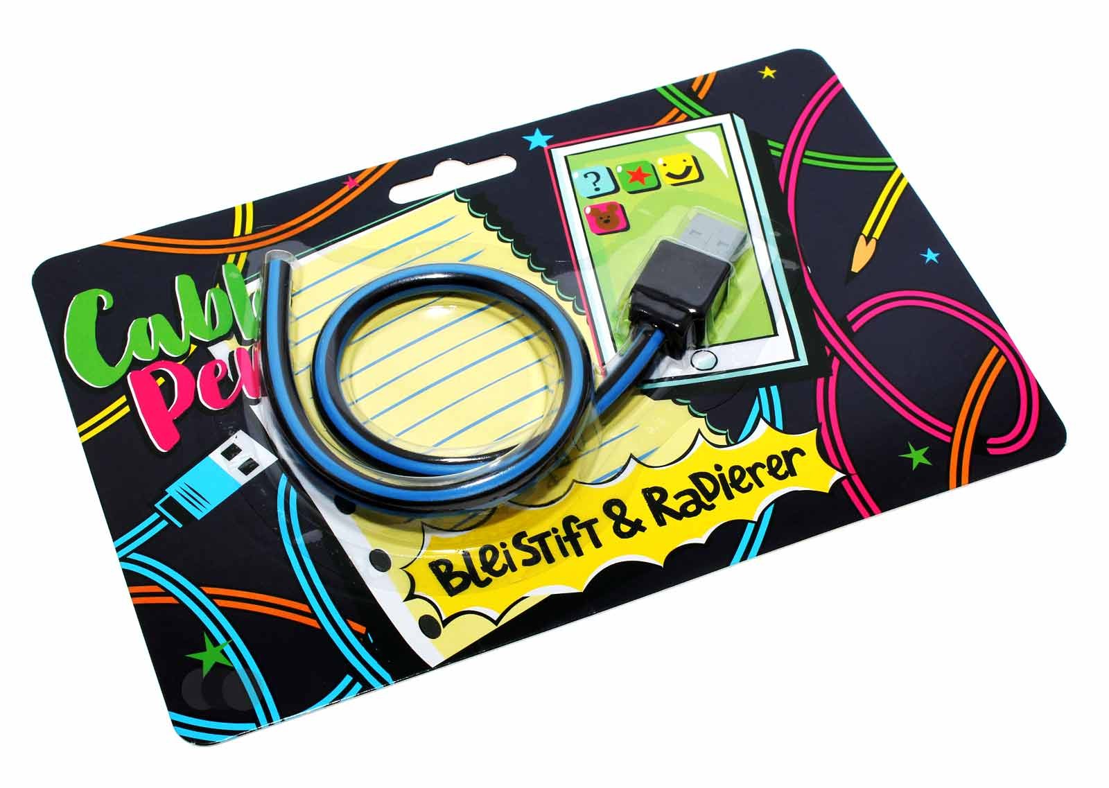 Bleistift mit Radierer, USB-Kabel Form, biegbar, 4 verschiedene Farben