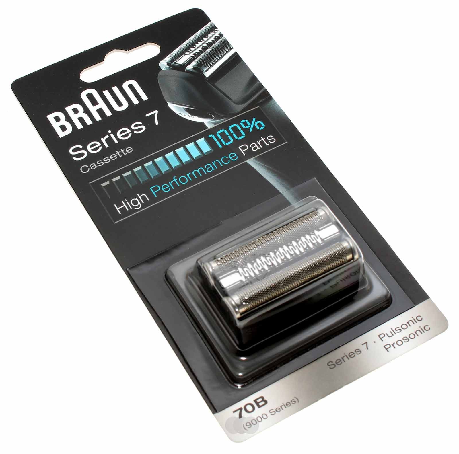 Braun 70B Scherfolie, Klingenblock Kombipack, Cassette für Braun Series 7 (9000 Series) Pulsonic und Prosonic Rasierer in Farbe schwarz