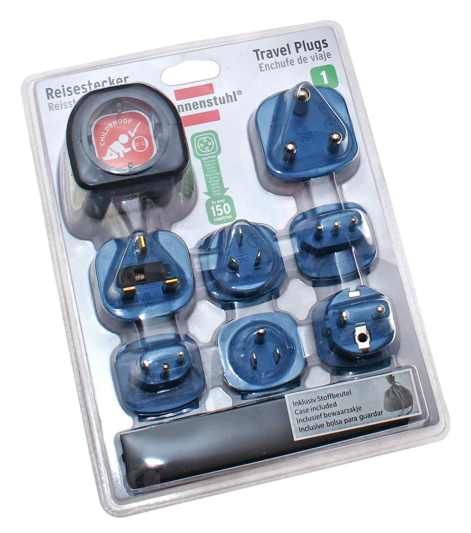 Brennenstuhl Reisestecker-Set Reiseadapter-Set mit 7 Aufsätzen für 150 Länder, 1508160