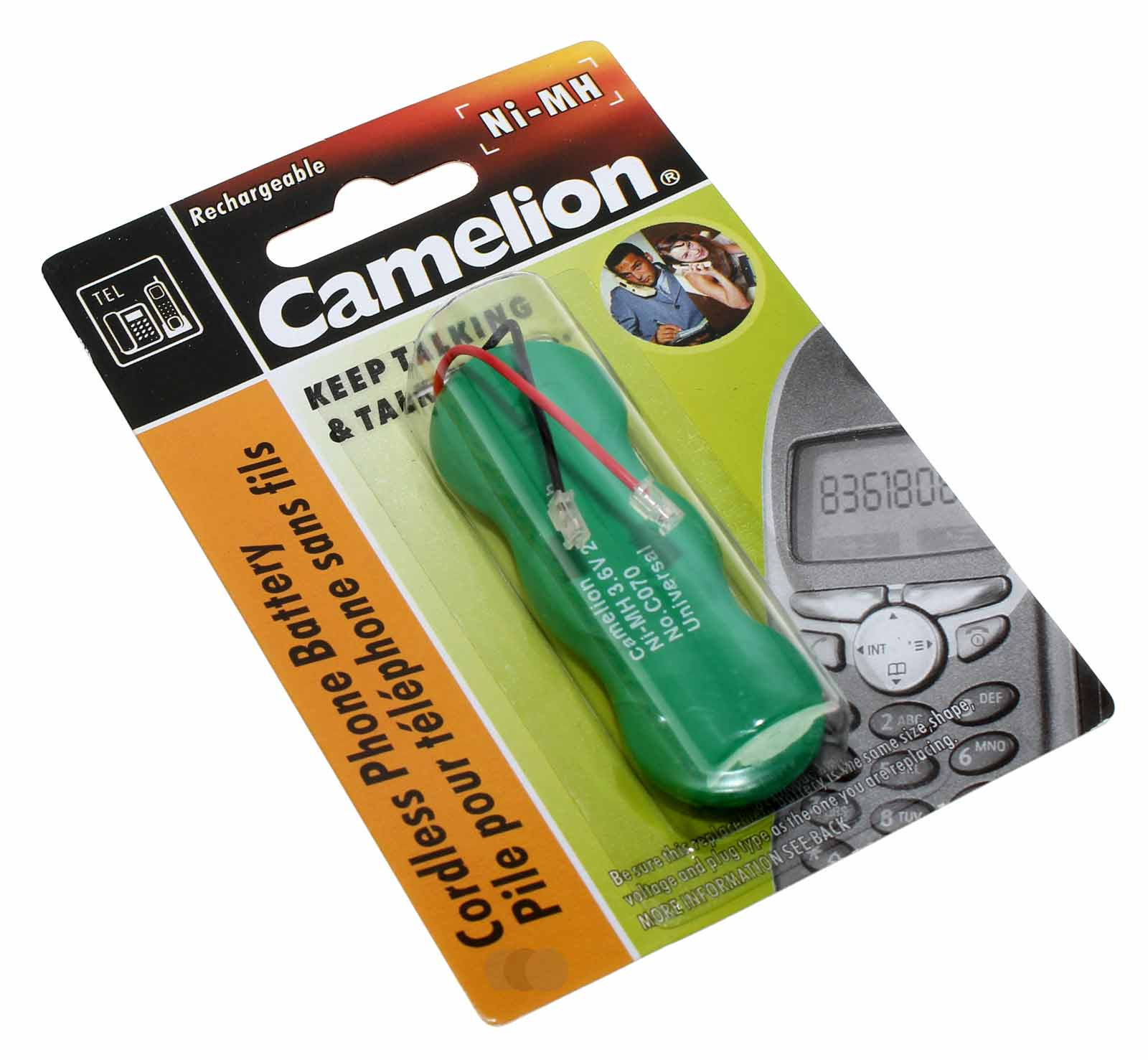 Camelion 3NH-230BMU C070 NiMH Akku für Mobilcom MC9901 Schnurli u.a. schnurlose DECT Telefone, ersetzt T273 u.a., 3,6V, 230mAh